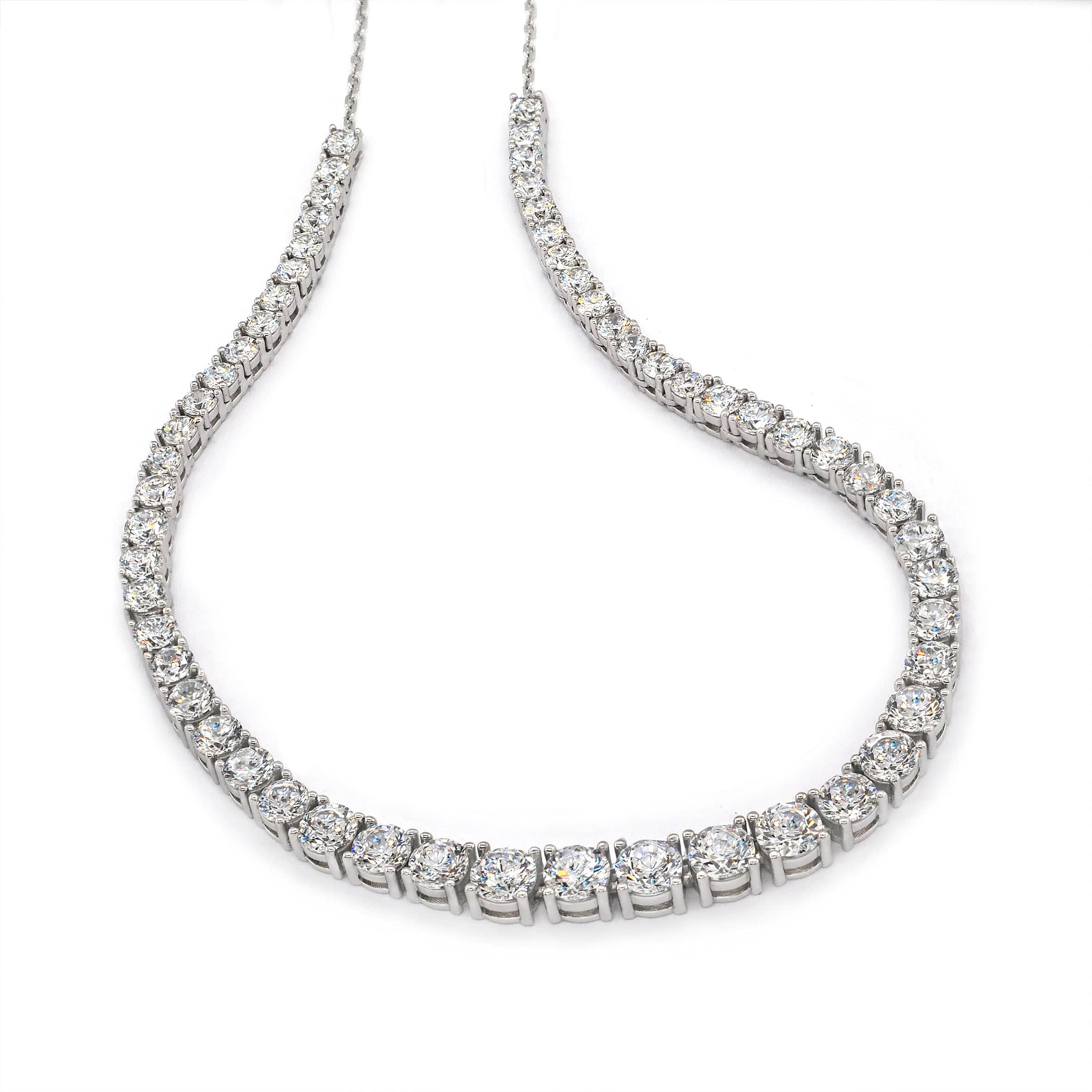 Lynora Jewellery Necklace Diamond Tennis String Necklace Sterling Silver / Clear Diamond Tennis String Necklace