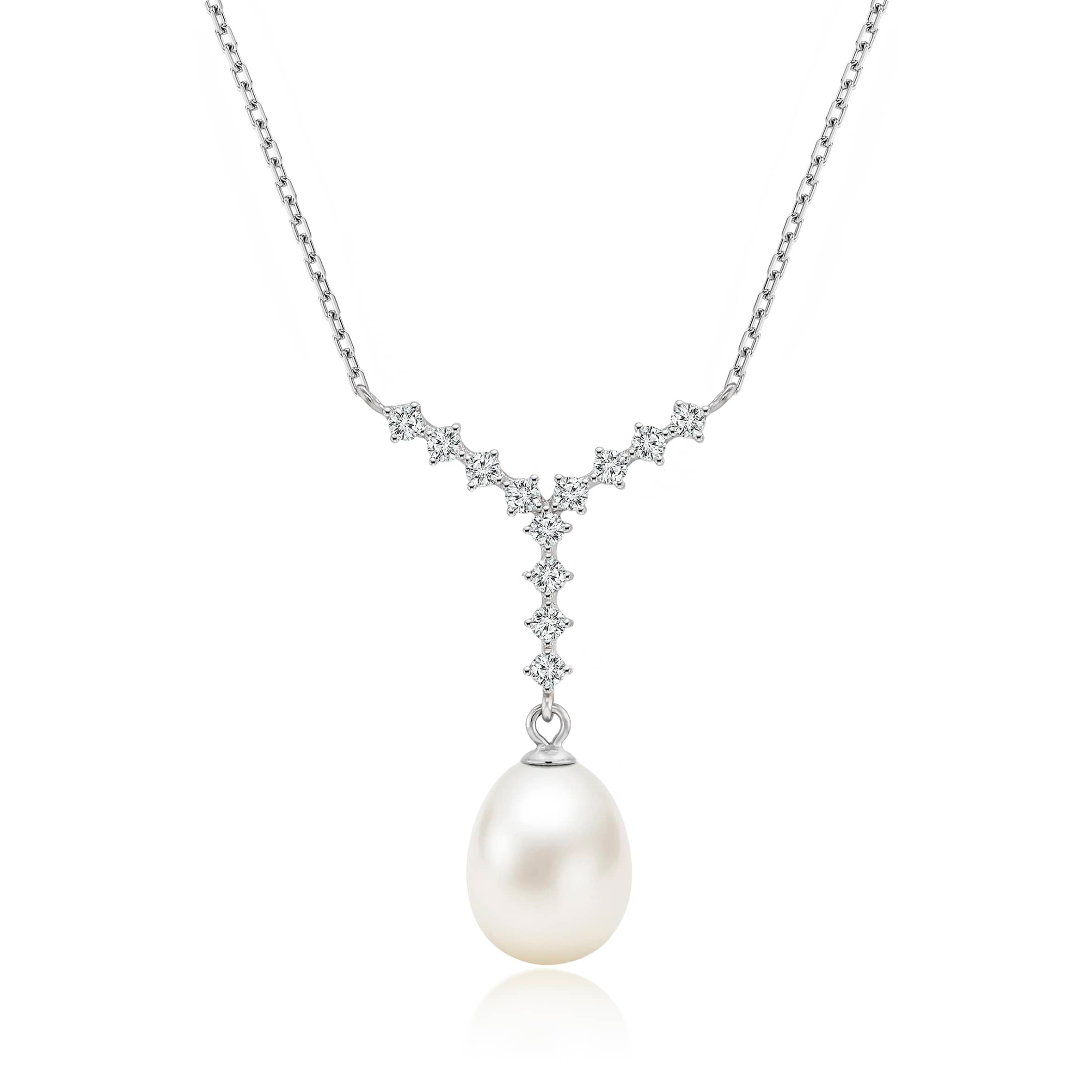 Lynora Jewellery Necklace Cascade Silver Pearl Necklace Sterling Silver / Pearl Cascade Silver Pearl Necklace