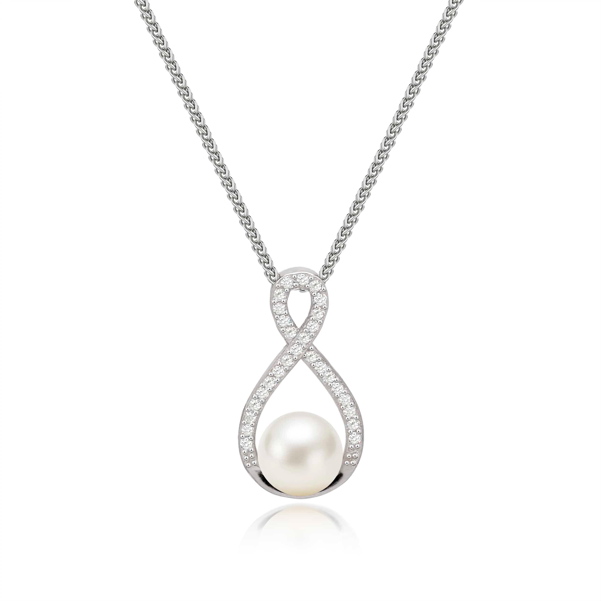 Lynora Jewellery Necklace Infinity Pearl Envelope Necklace Sterling Silver / Pearl Infinity Pearl Envelope Necklace