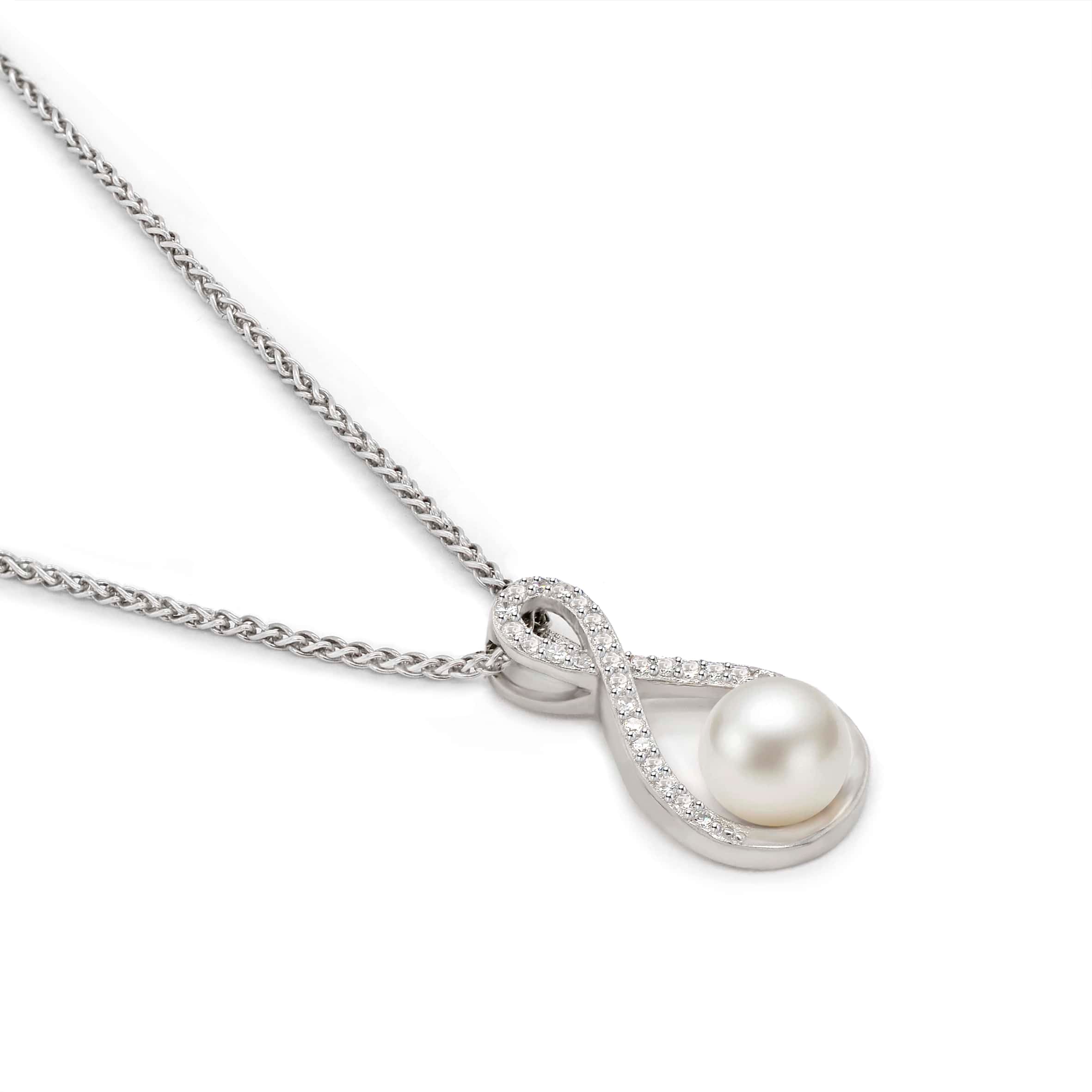 Lynora Jewellery Necklace Infinity Pearl Envelope Necklace Sterling Silver / Pearl Infinity Pearl Envelope Necklace
