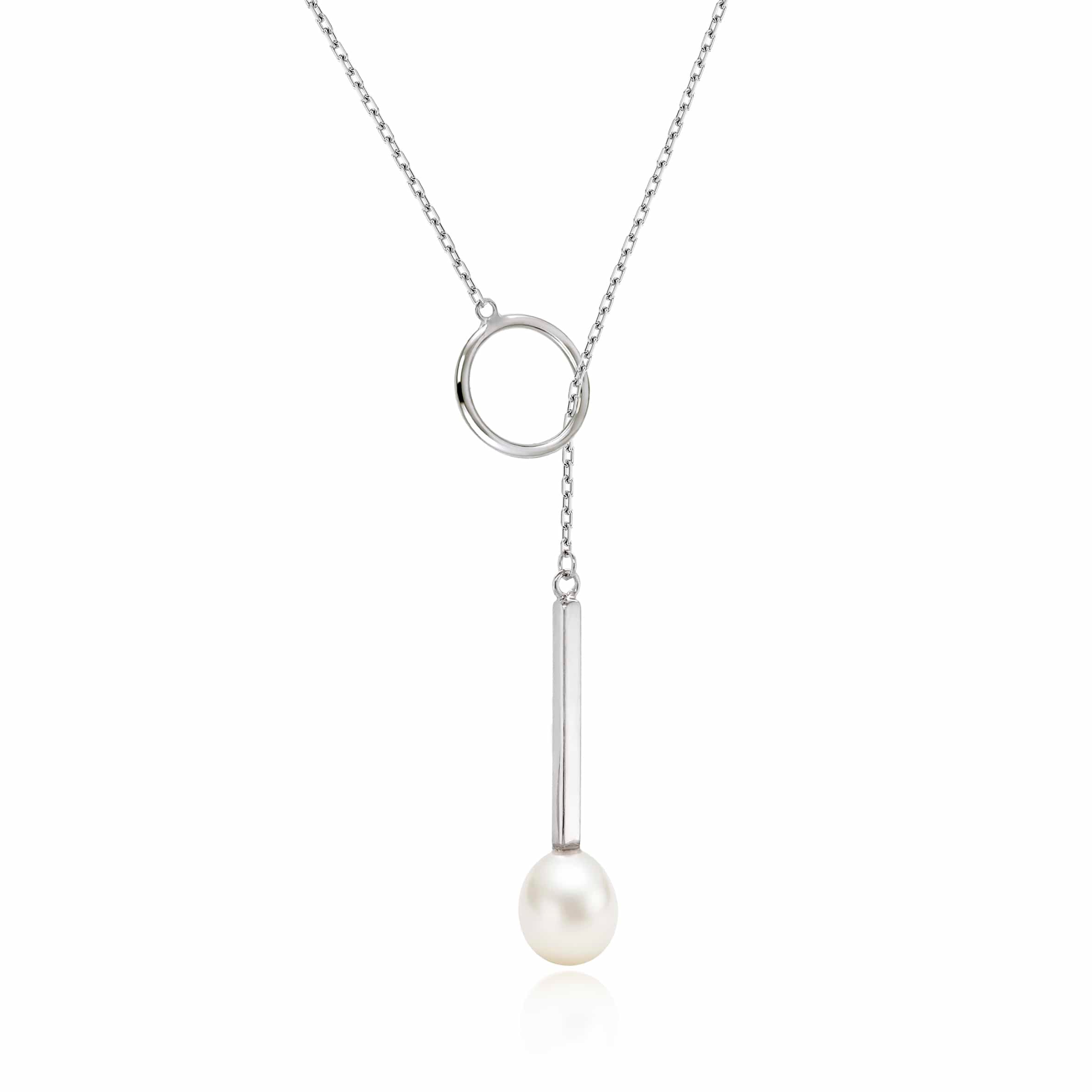 Lynora Jewellery Necklace Pearl Lariat Necklace Sterling Silver / Pearl Pearl Lariat Necklace