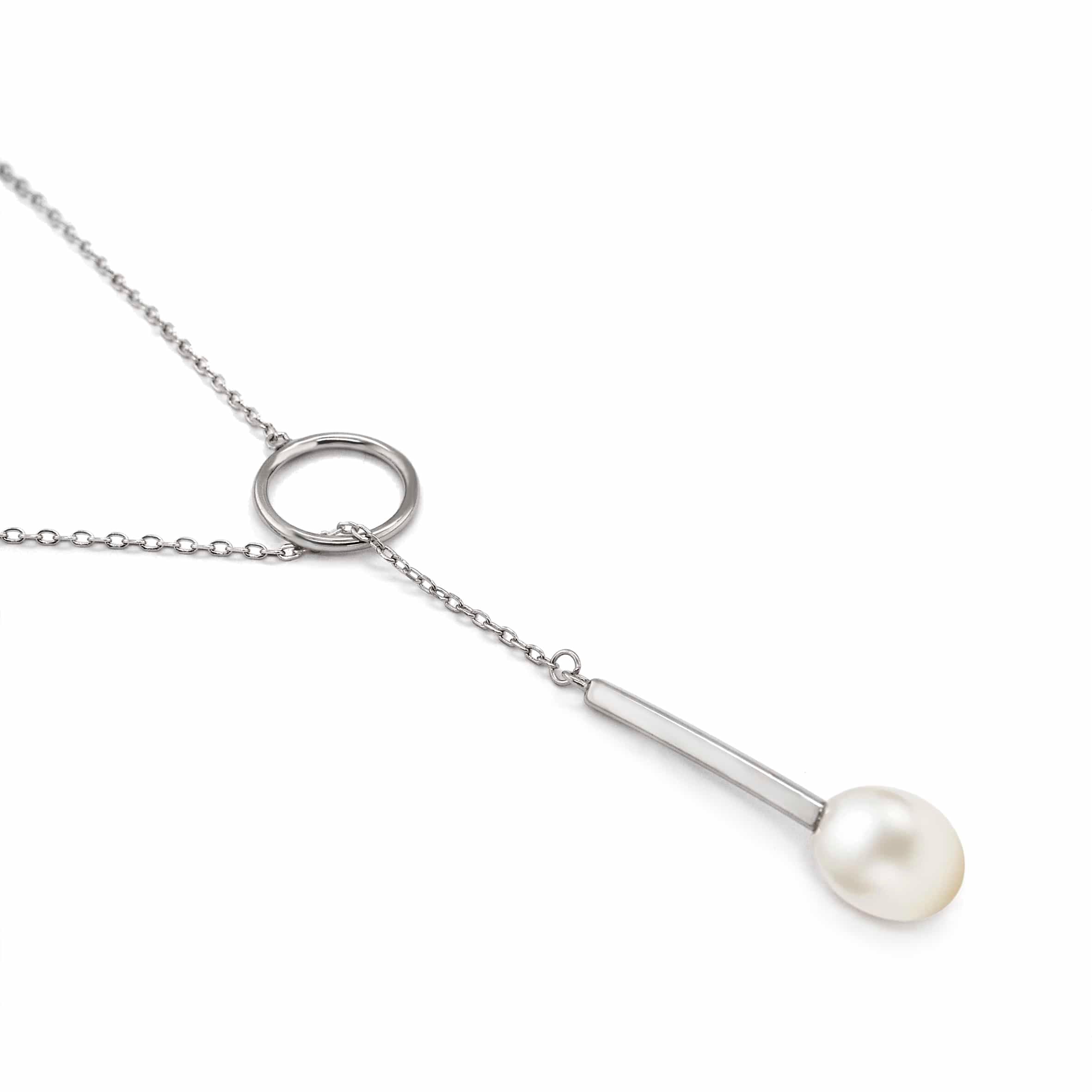 Lynora Jewellery Necklace Pearl Lariat Necklace Sterling Silver / Pearl Pearl Lariat Necklace
