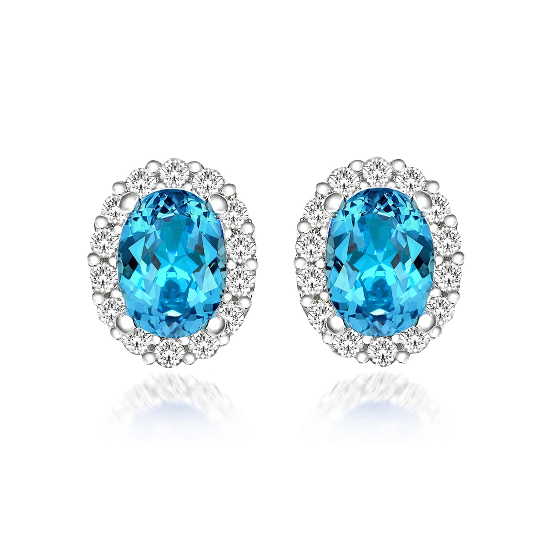 Lynora Jewellery Opulence Studs Sterling Silver & Swiss Blue Stone