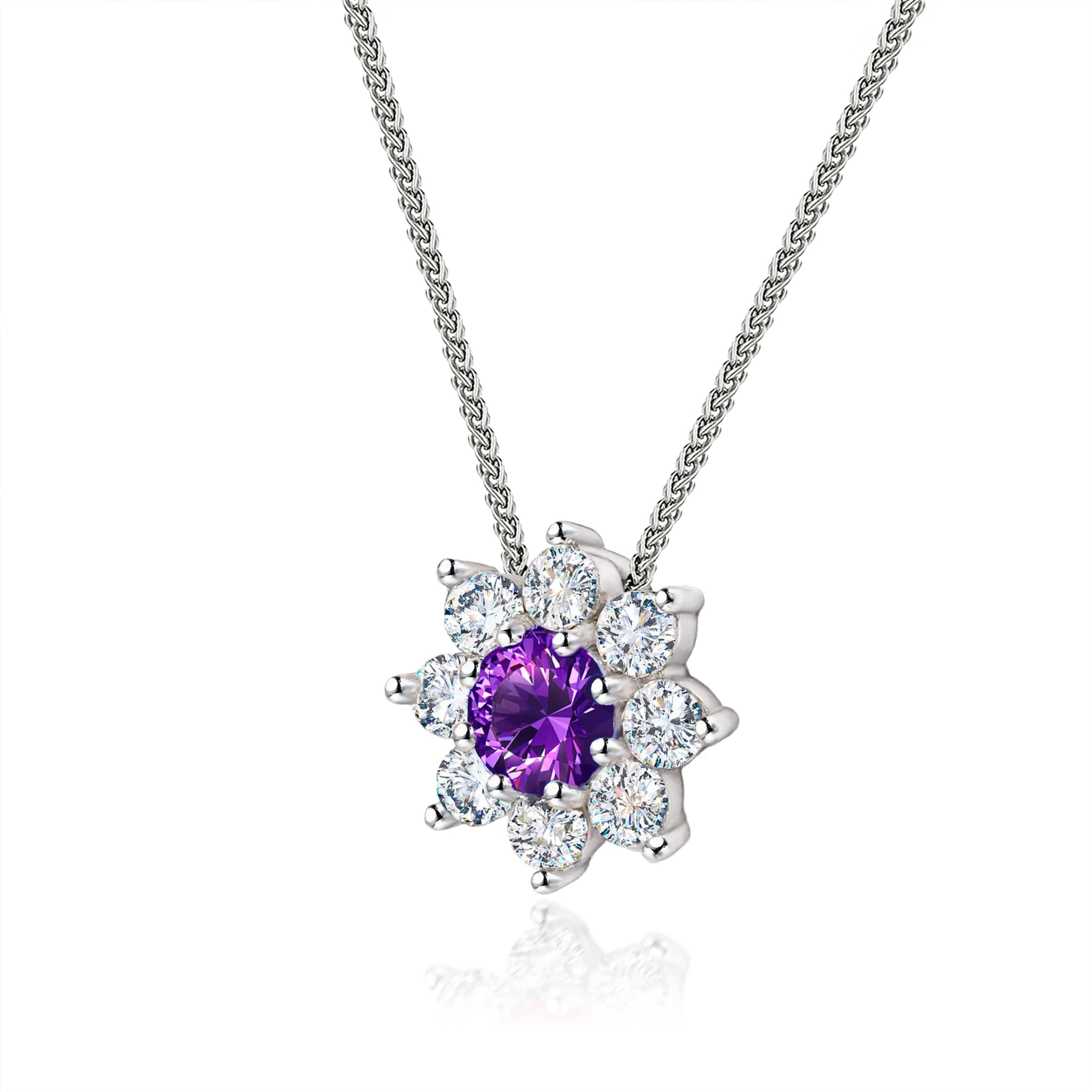 Lynora Jewellery Pendant Amethyst Sunflower Pendant Sterling Silver / Amethyst Amethyst Sunflower Pendant
