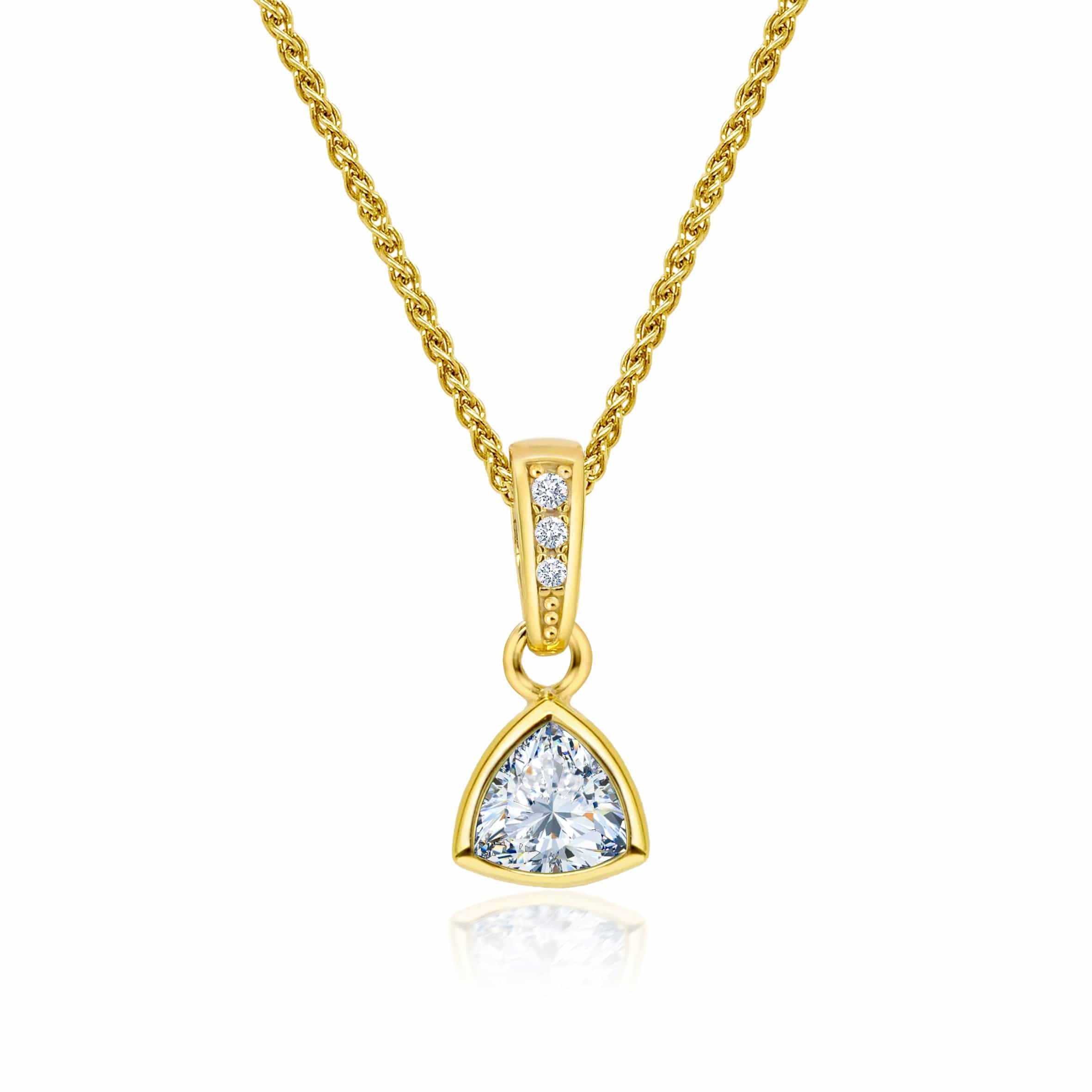 Lynora Jewellery Pendant Triangle Gold & Diamond Pendant Sterling Silver and Gold Plated / Clear Triangle Gold & Diamond Pendant