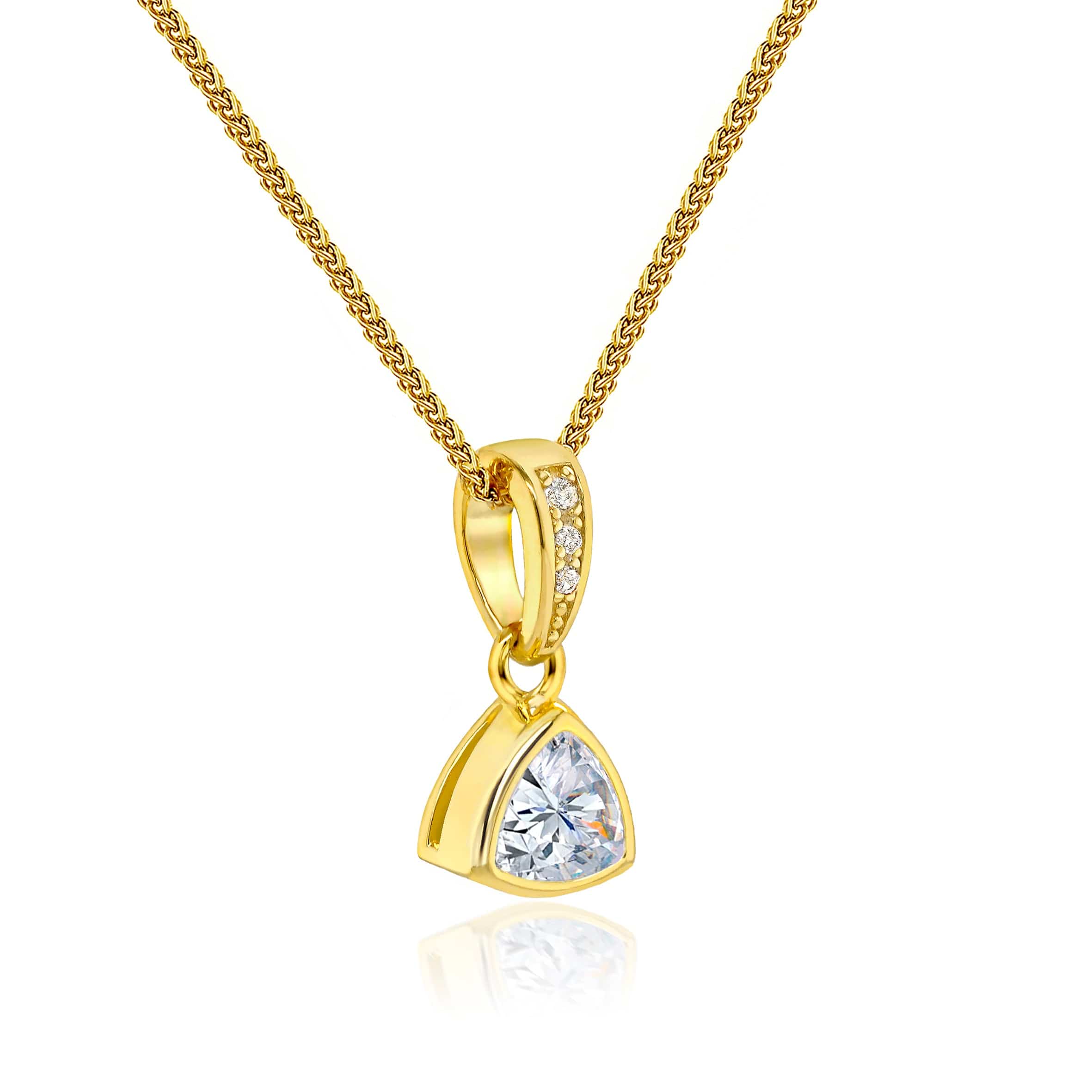 Lynora Jewellery Pendant Triangle Gold & Diamond Pendant Sterling Silver and Gold Plated / Clear Triangle Gold & Diamond Pendant