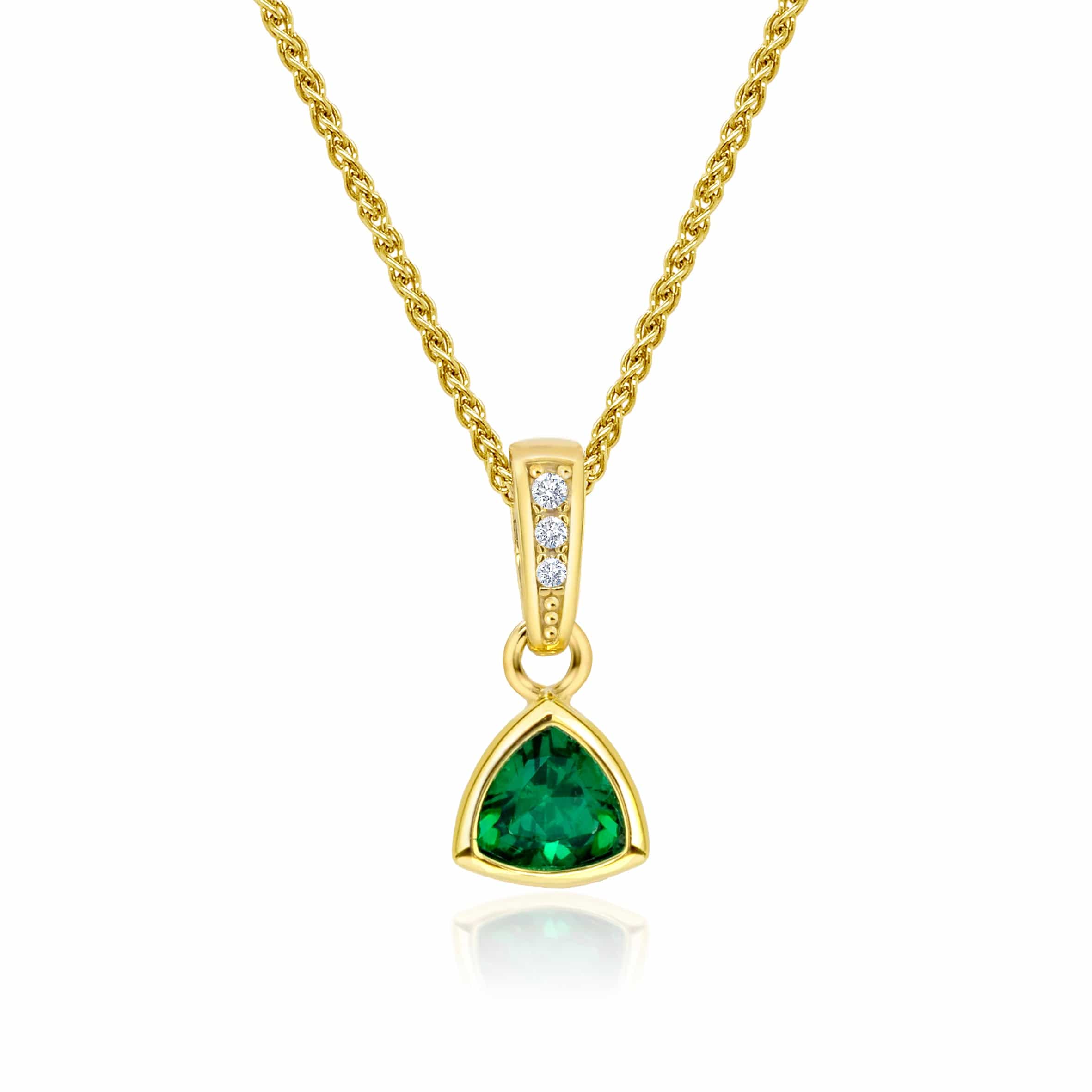 Lynora Jewellery Pendant Triangle Gold & Emerald Pendant Sterling Silver and Gold Plated / Emerald Triangle Gold & Emerald Pendant