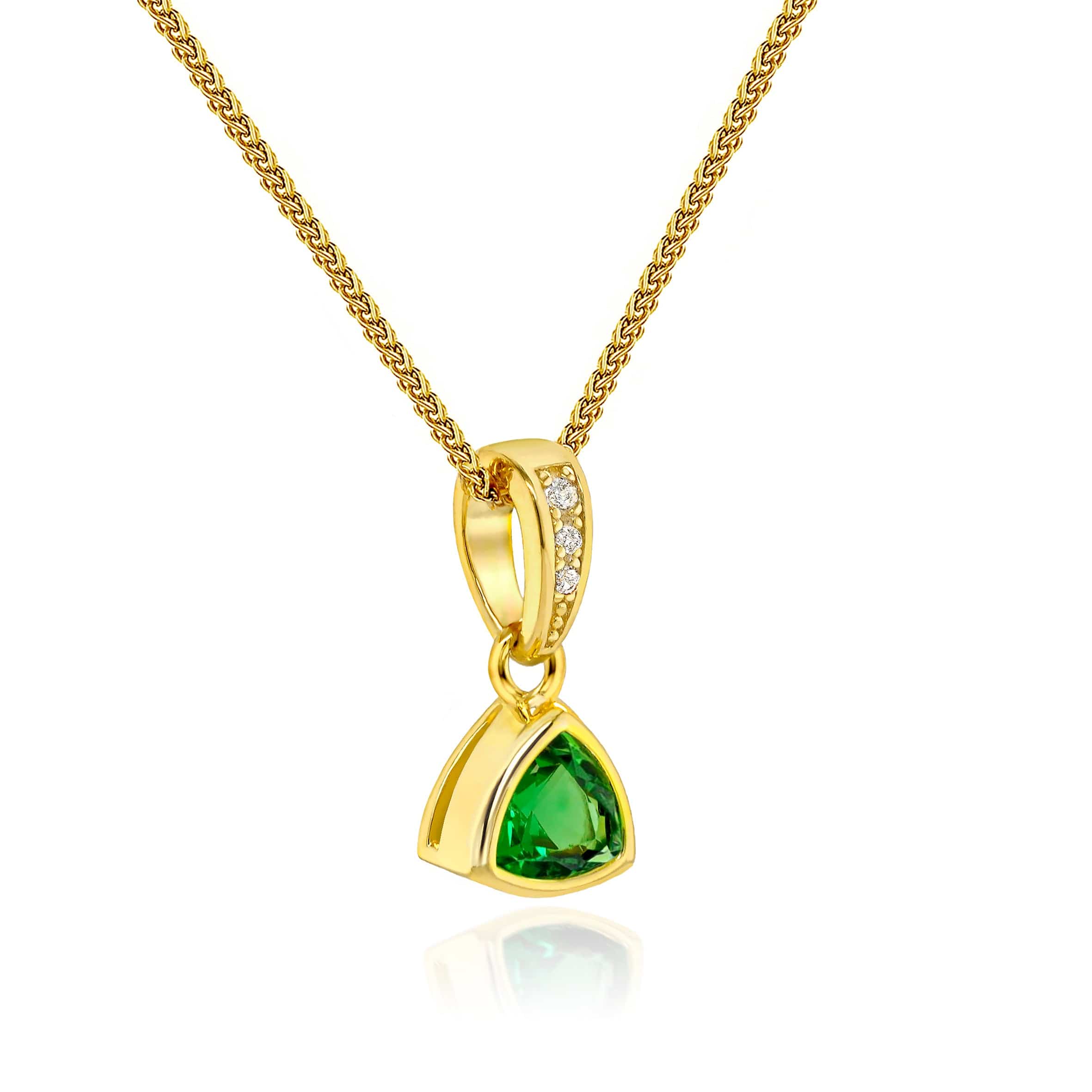 Lynora Jewellery Pendant Triangle Gold & Emerald Pendant Sterling Silver and Gold Plated / Emerald Triangle Gold & Emerald Pendant