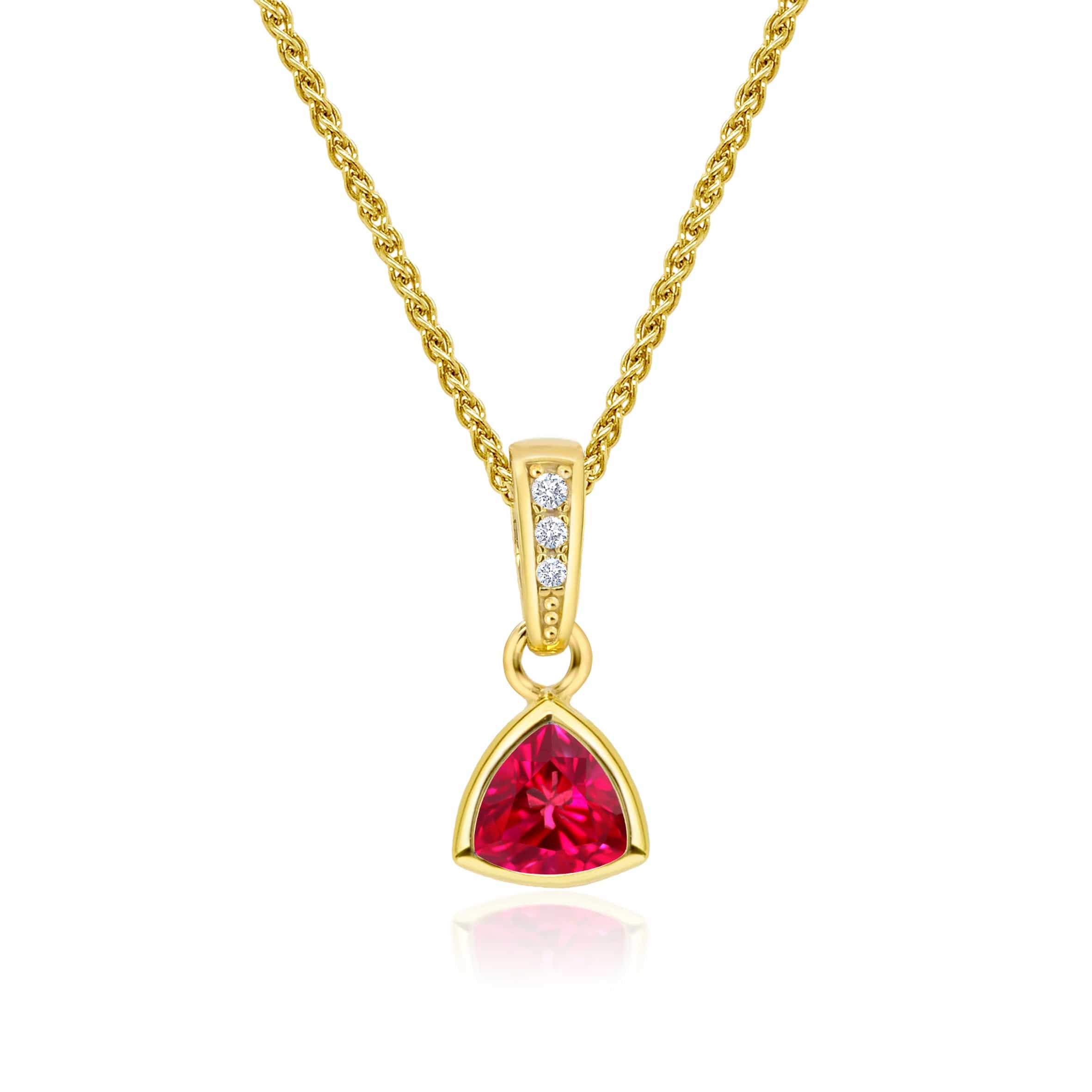 Lynora Jewellery Pendant Triangle Gold & Ruby Pendant Sterling Silver and Gold Plated / Ruby Triangle Gold & Ruby Pendant