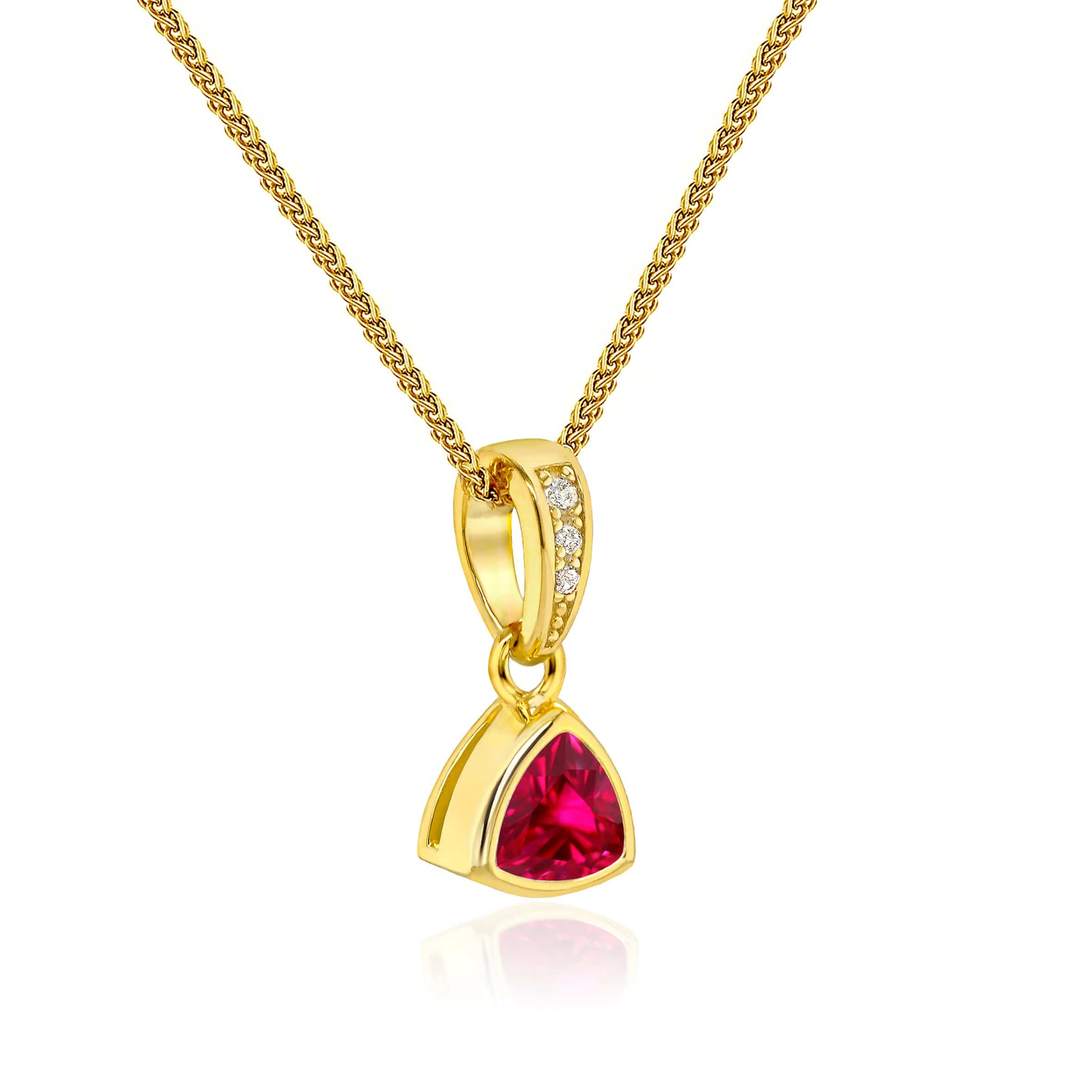 Lynora Jewellery Pendant Triangle Gold & Ruby Pendant Sterling Silver and Gold Plated / Ruby Triangle Gold & Ruby Pendant