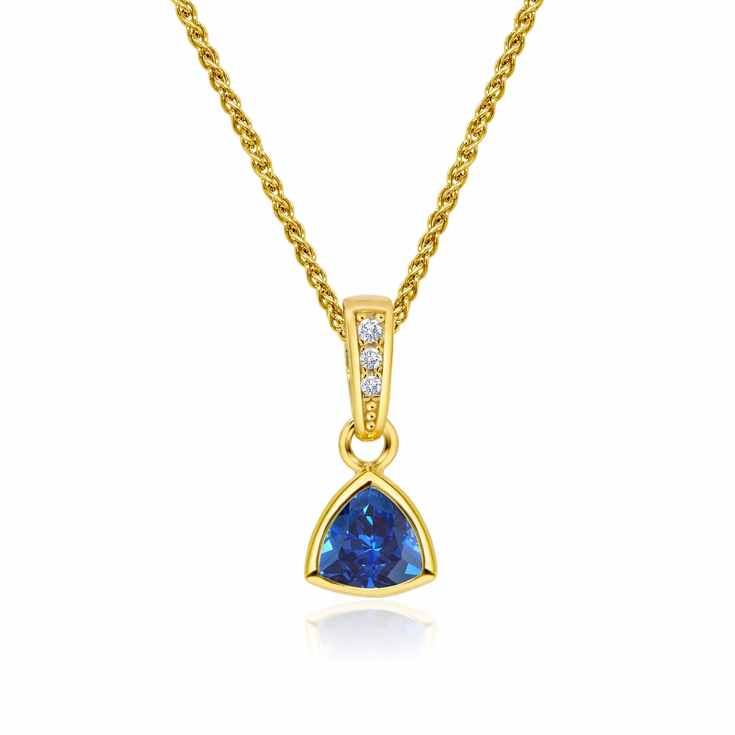 Lynora Jewellery Pendant Triangle Gold & Sapphire Pendant Sterling Silver and Gold Plated / Sapphire Triangle Gold & Sapphire Pendant