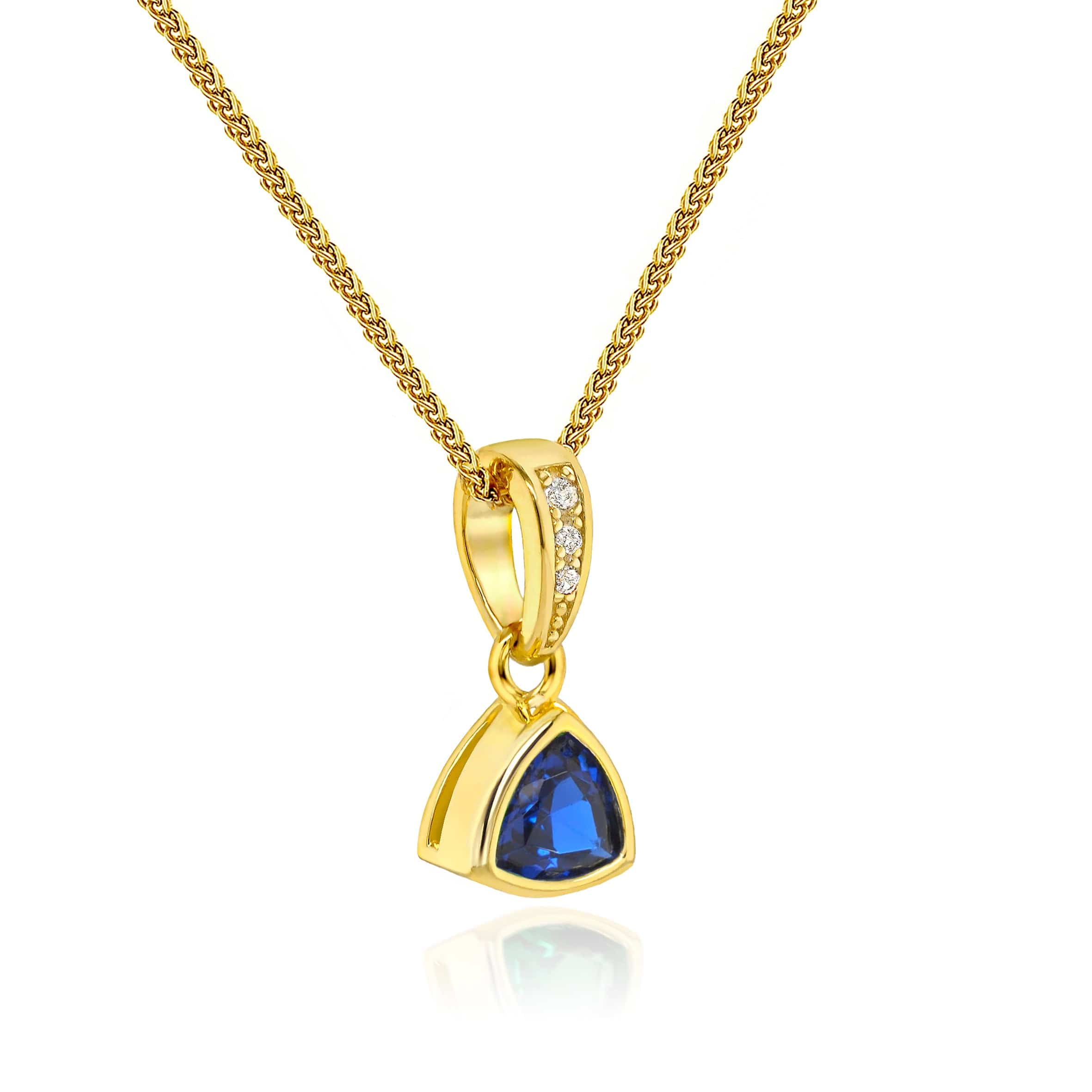 Lynora Jewellery Pendant Triangle Gold & Sapphire Pendant Sterling Silver and Gold Plated / Sapphire Triangle Gold & Sapphire Pendant