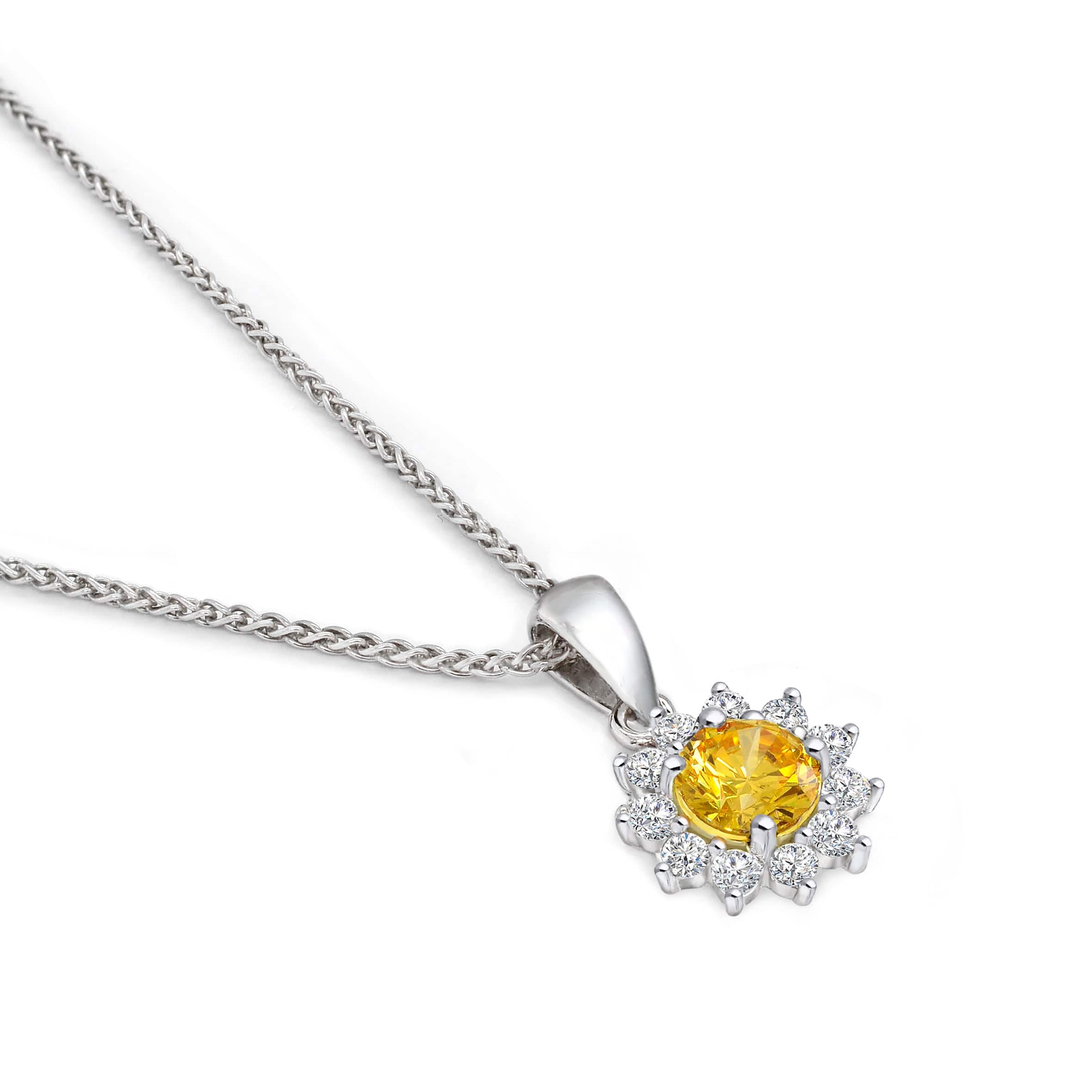 Lynora Jewellery Pendant Yellow Sunflower Citrine Pendant Sterling Silver / Citrine Yellow Sunflower Citrine Pendant