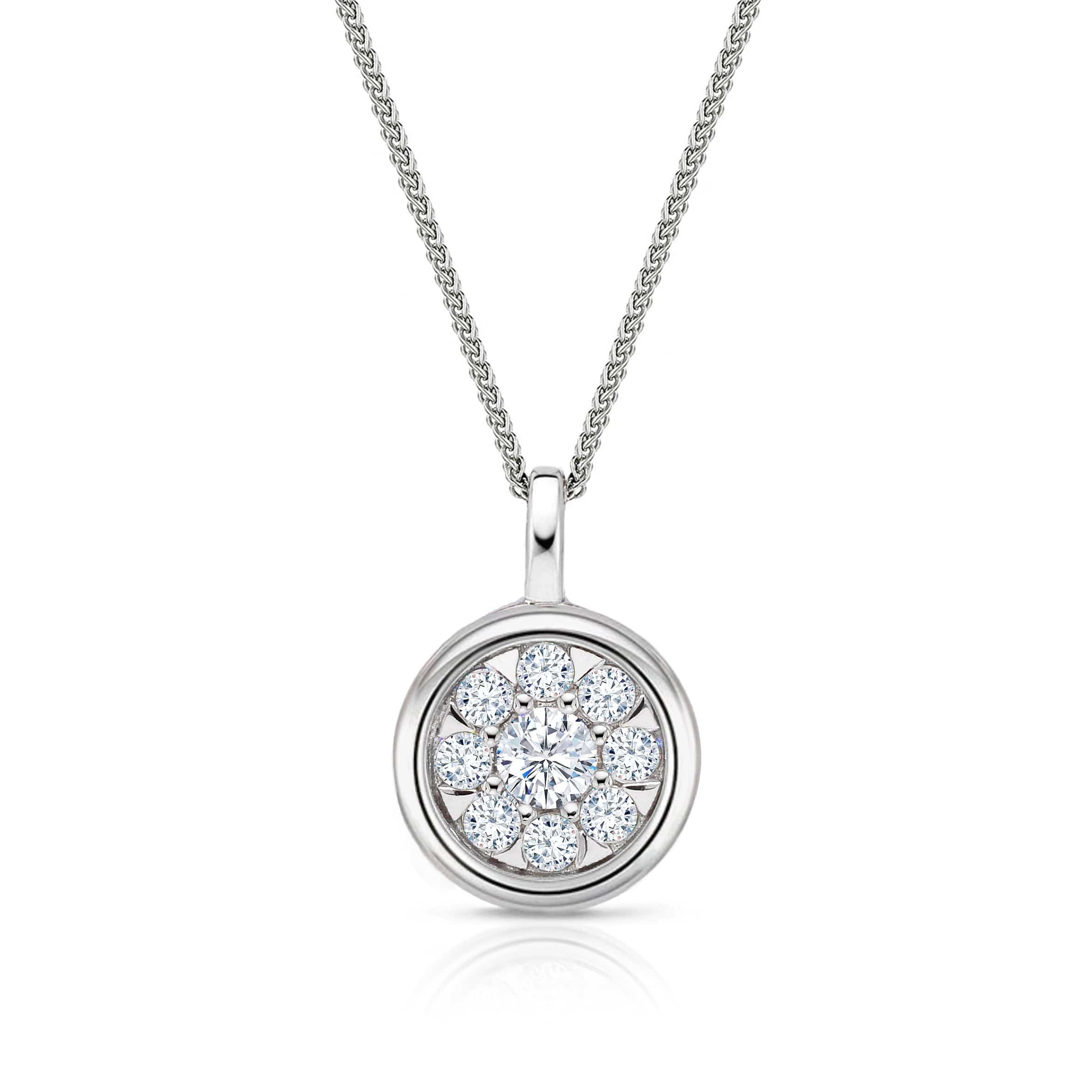 Lynora Jewellery Pendant Diamond Cluster Circle Halo Pendant Sterling Silver / Clear Diamond Cluster Circle Halo Pendant