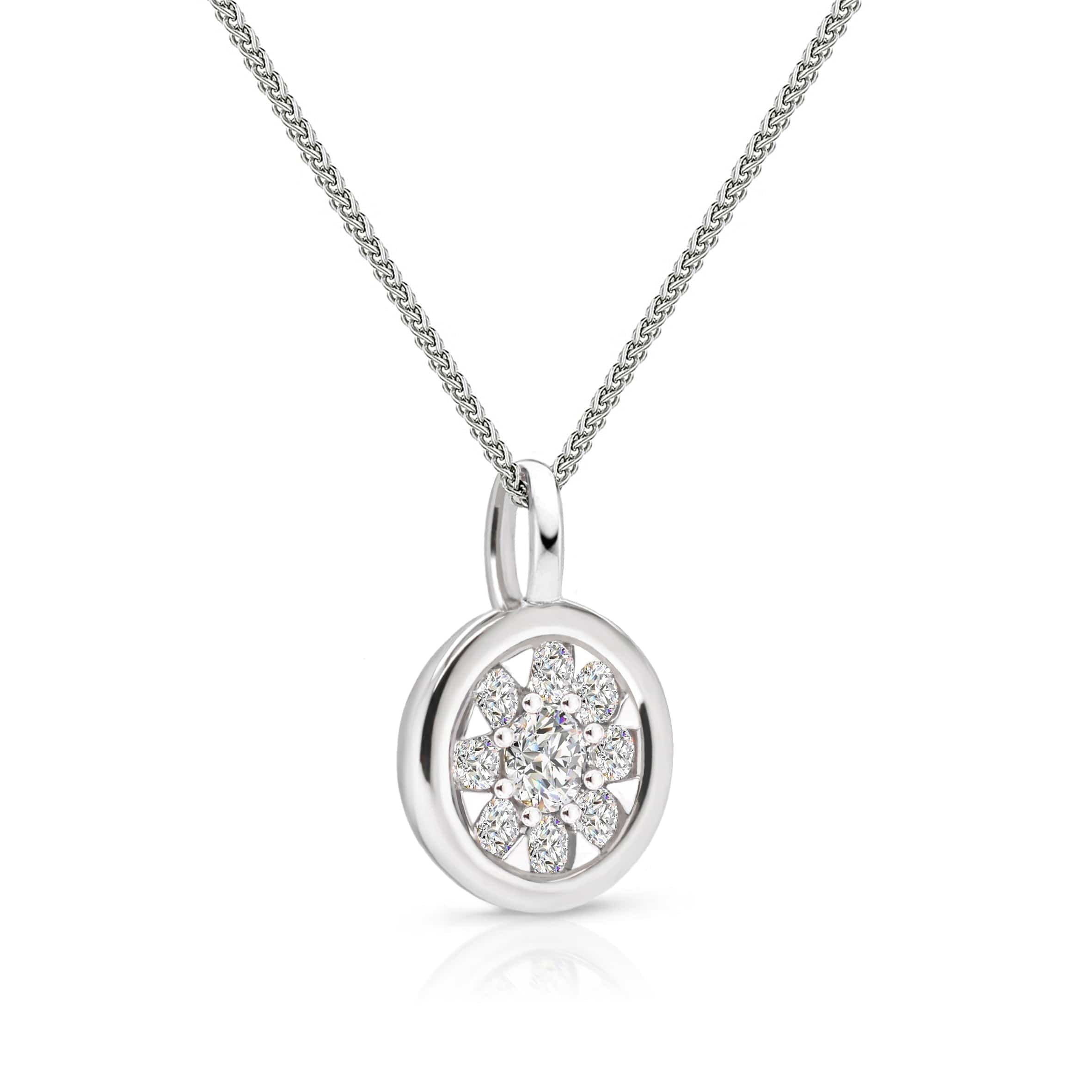 Lynora Jewellery Pendant Diamond Cluster Circle Halo Pendant Sterling Silver / Clear Diamond Cluster Circle Halo Pendant