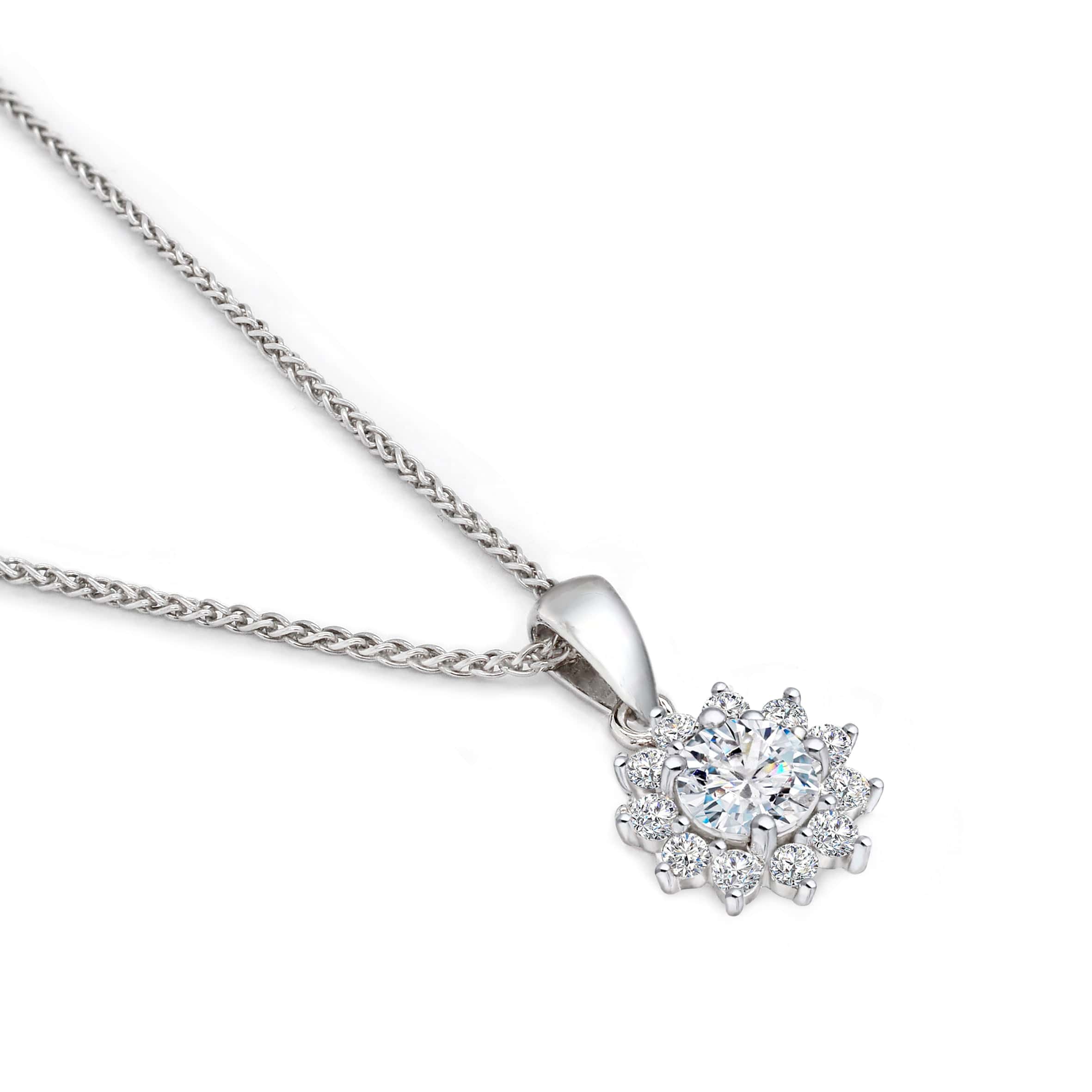 Lynora Jewellery Pendant Diamond Sunflower Pendant Sterling Silver / Clear Diamond Sunflower Pendant