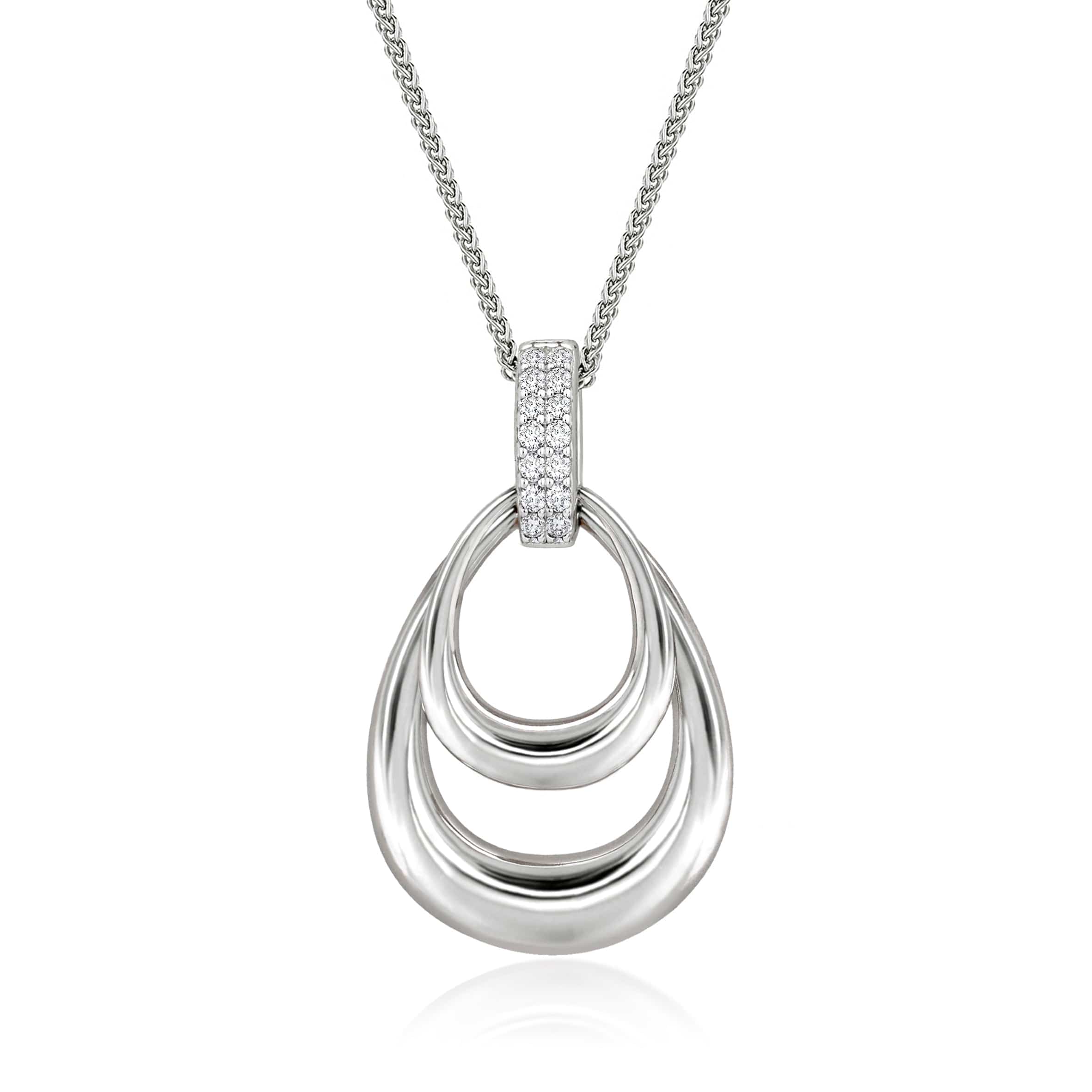 Lynora Jewellery Pendant Double Loop Silver and Diamond Pendant Sterling Silver / Clear Double Loop Silver and Diamond Pendant