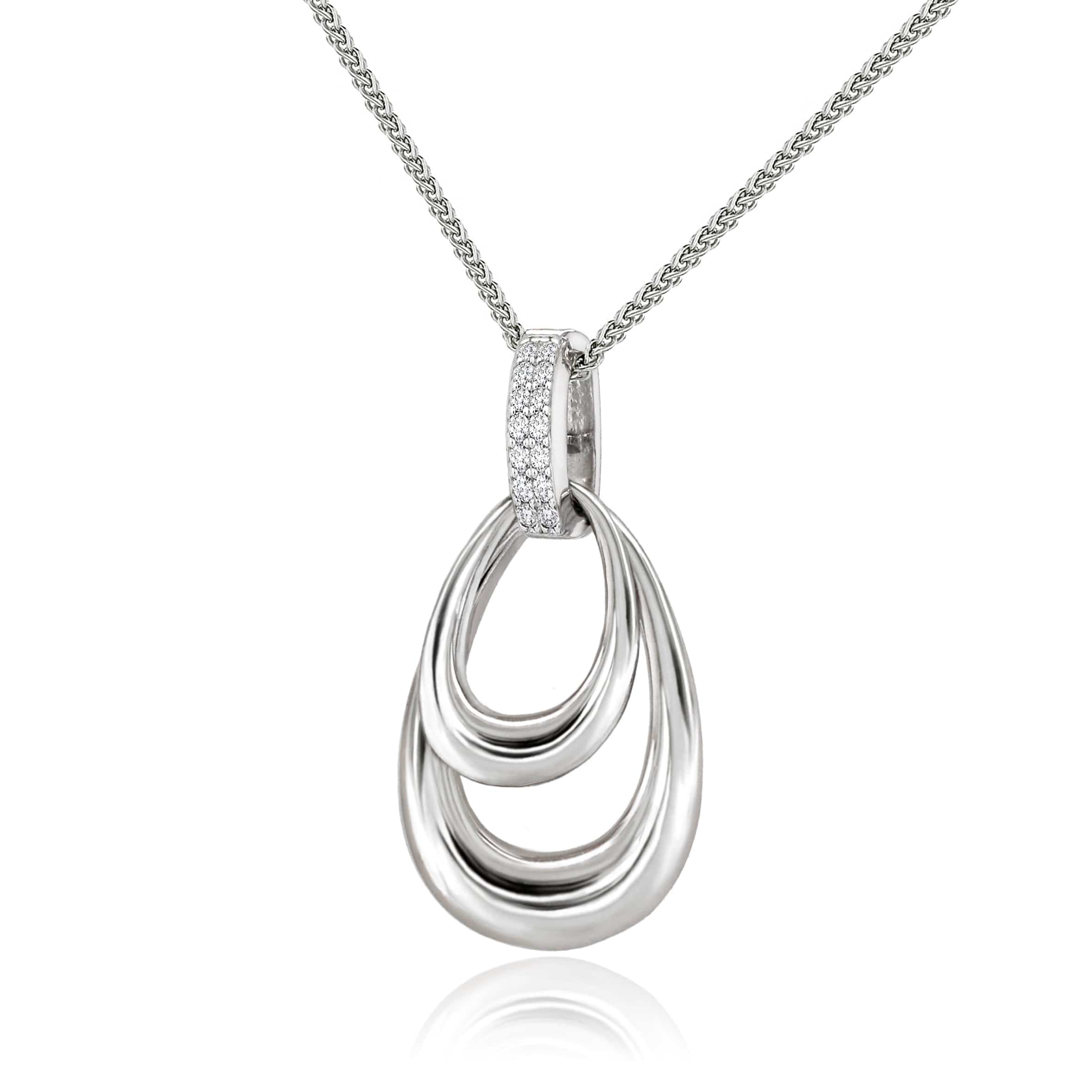 Lynora Jewellery Pendant Double Loop Silver and Diamond Pendant Sterling Silver / Clear Double Loop Silver and Diamond Pendant