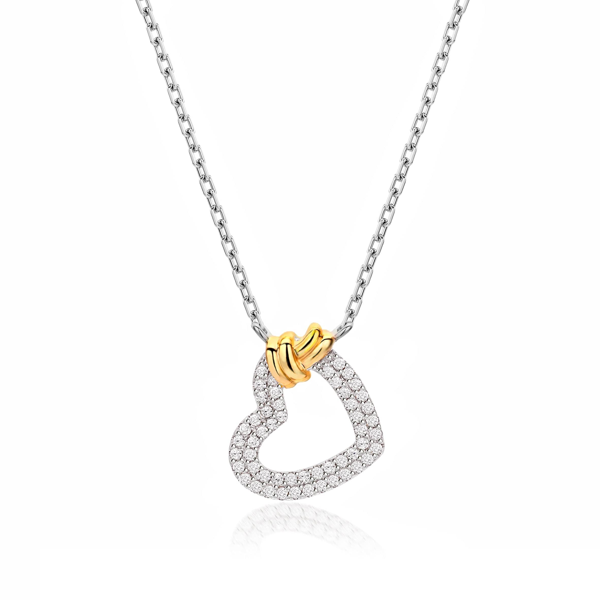 Lynora Jewellery Pendant Gold Heart Dangle Pendant Sterling Silver / Clear Gold Heart Dangle Pendant
