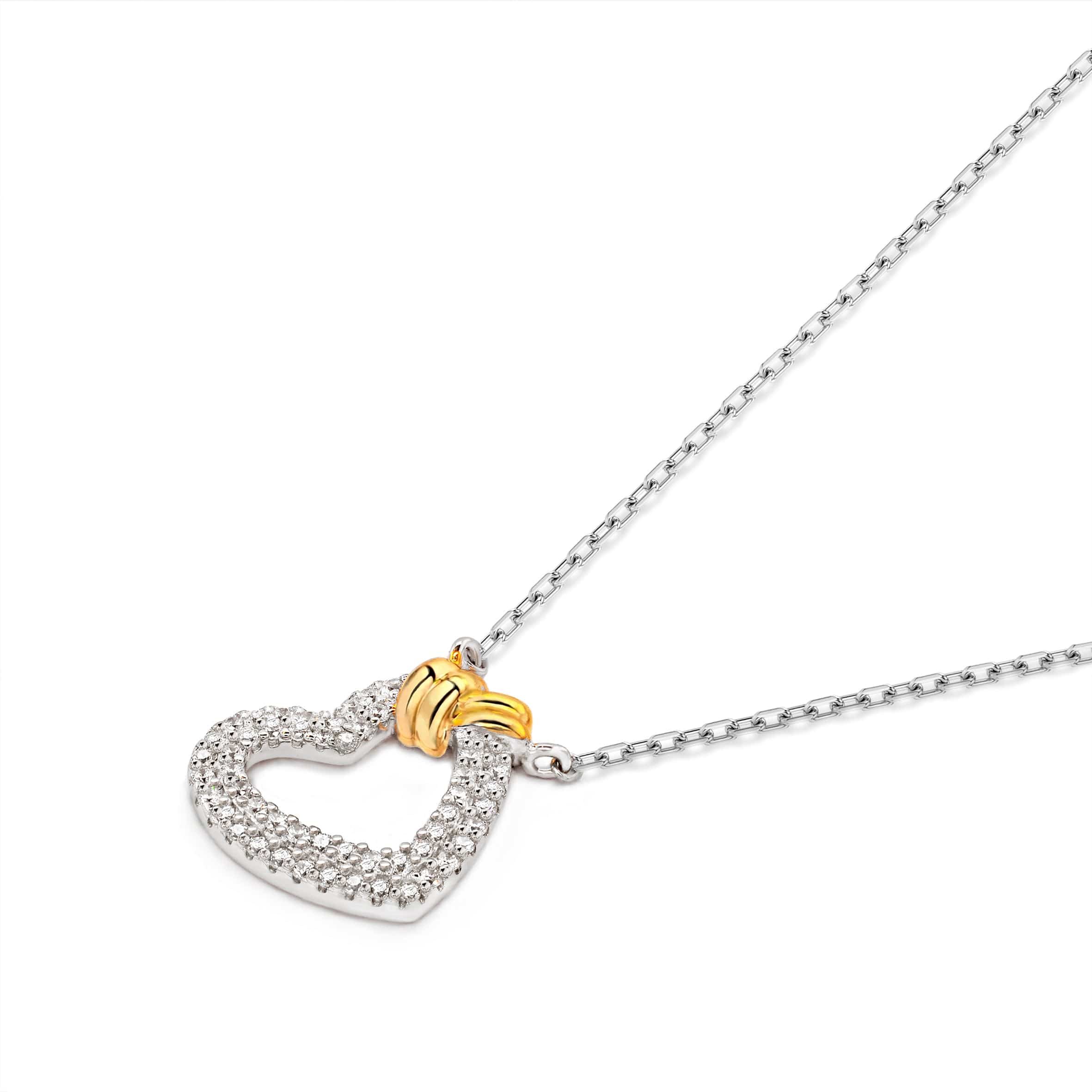 Lynora Jewellery Pendant Gold Heart Dangle Pendant Sterling Silver / Clear Gold Heart Dangle Pendant