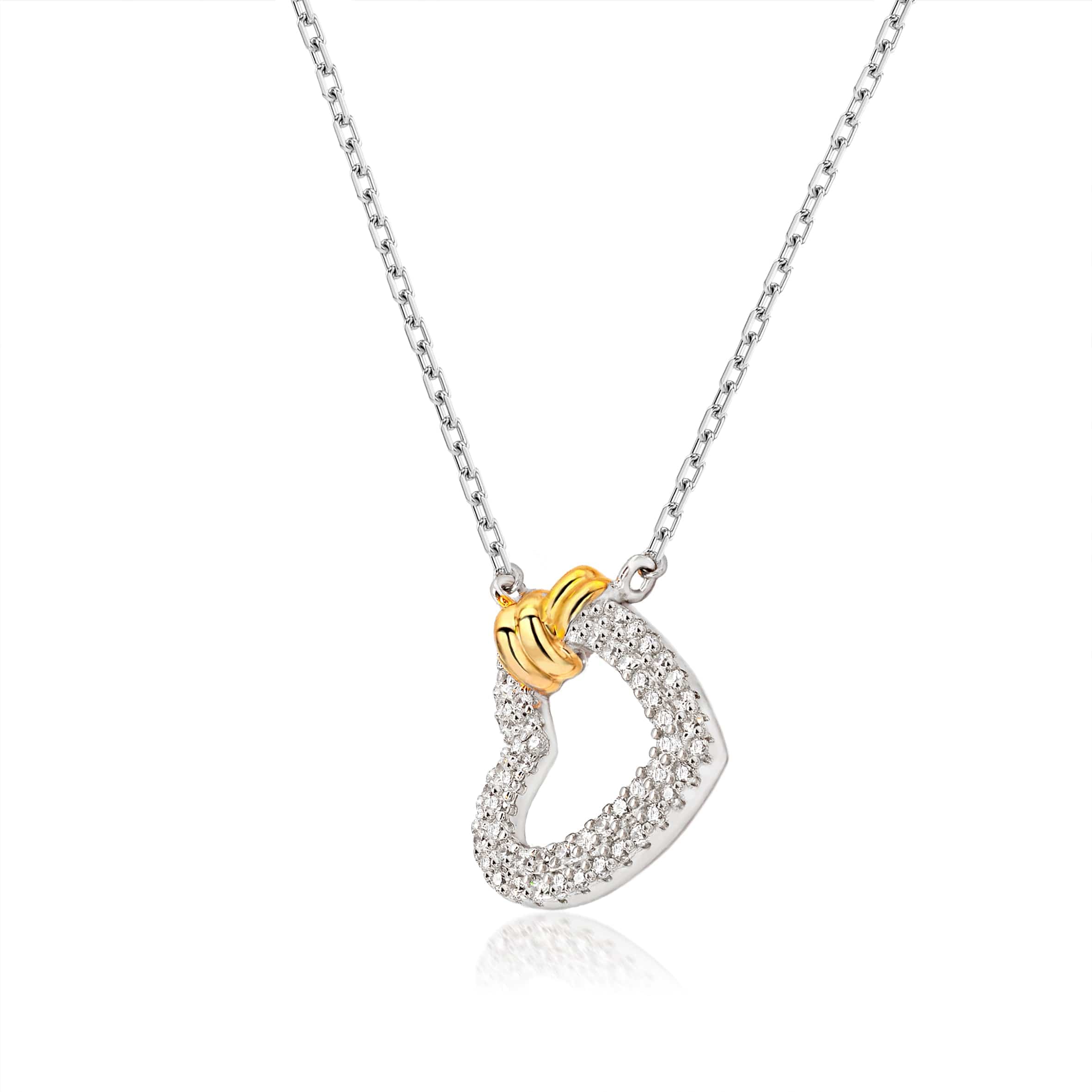 Lynora Jewellery Pendant Gold Heart Dangle Pendant Sterling Silver / Clear Gold Heart Dangle Pendant