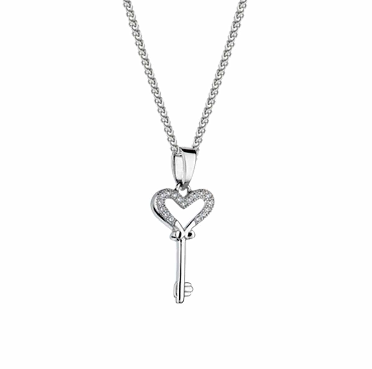 Lynora Jewellery Pendant Heart Key Pendant Sterling Silver / Clear Heart Key Pendant
