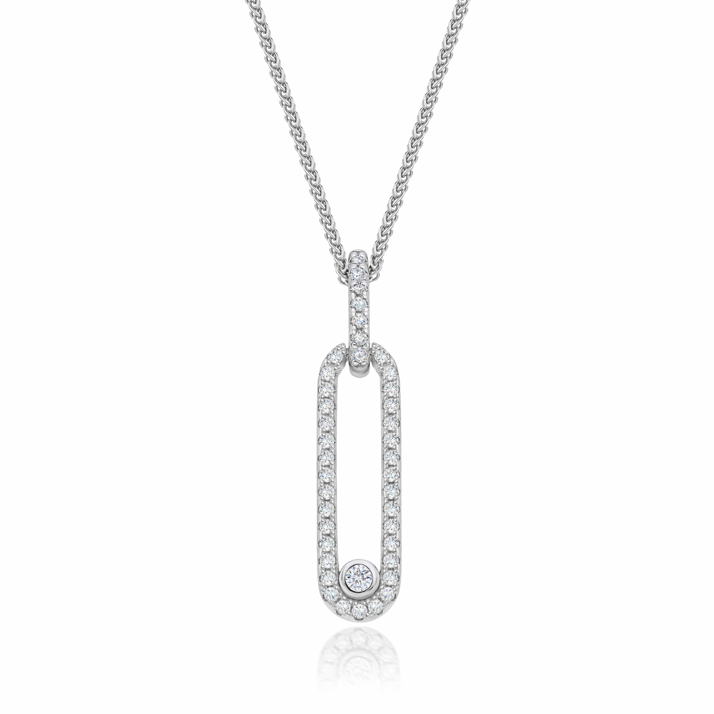 Lynora Jewellery Pendant Paperclip Dotted Link Pendant Sterling Silver / Clear Paperclip Dotted Link Pendant