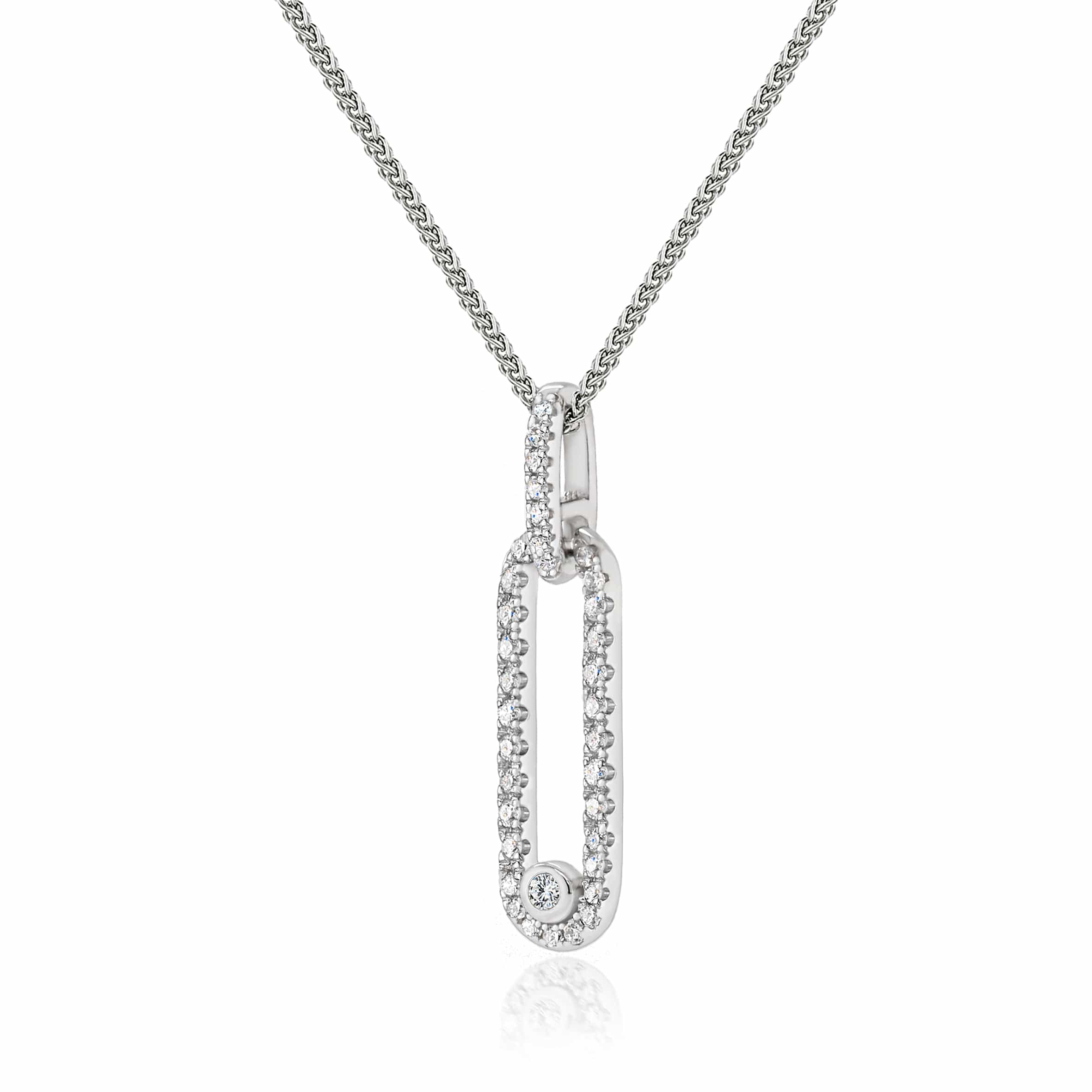 Lynora Jewellery Pendant Paperclip Dotted Link Pendant Sterling Silver / Clear Paperclip Dotted Link Pendant
