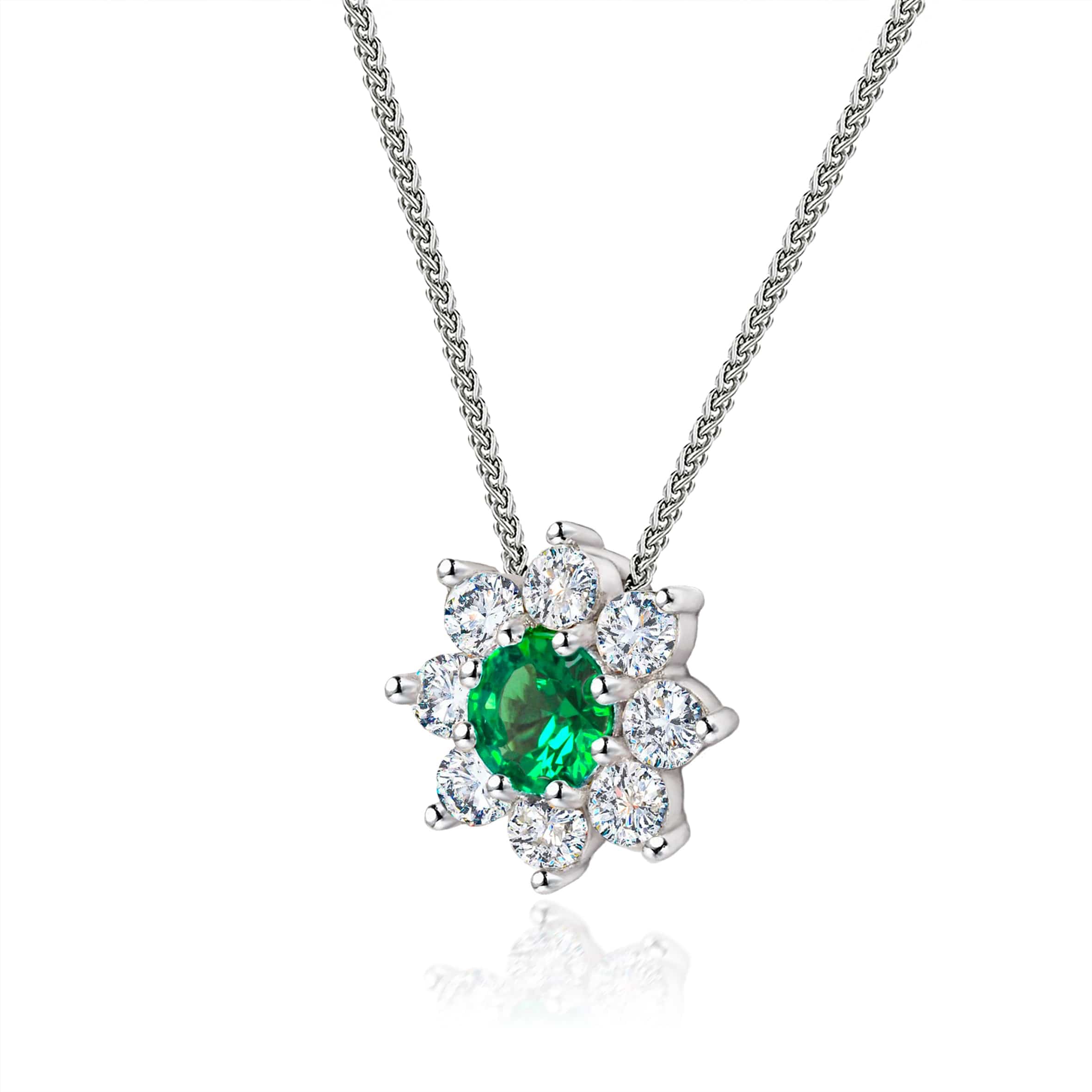 Lynora Jewellery Pendant Emerald Sunflower Pendant Sterling Silver / Emerald Emerald Sunflower Pendant