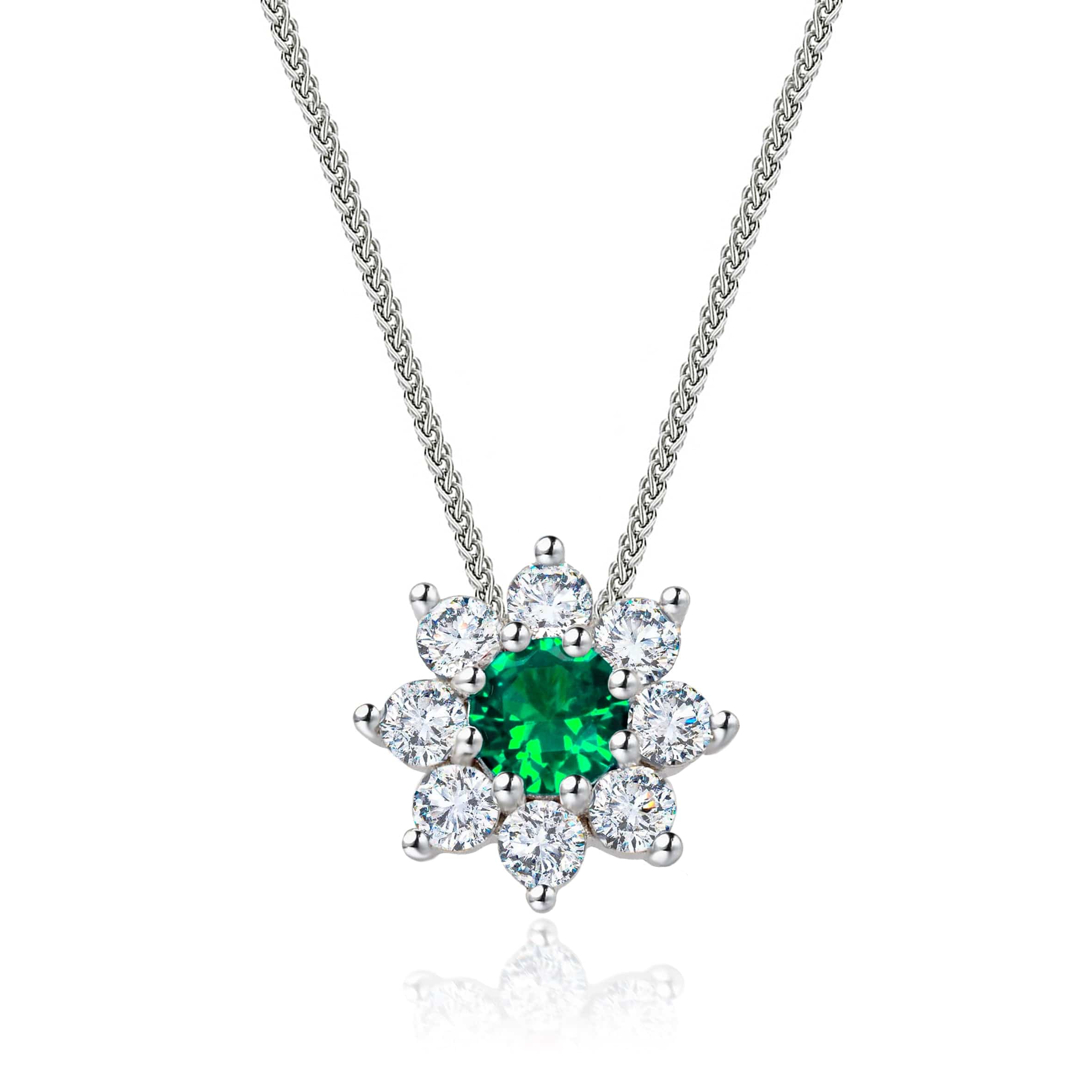 Lynora Jewellery Pendant Emerald Sunflower Pendant Sterling Silver / Emerald Emerald Sunflower Pendant