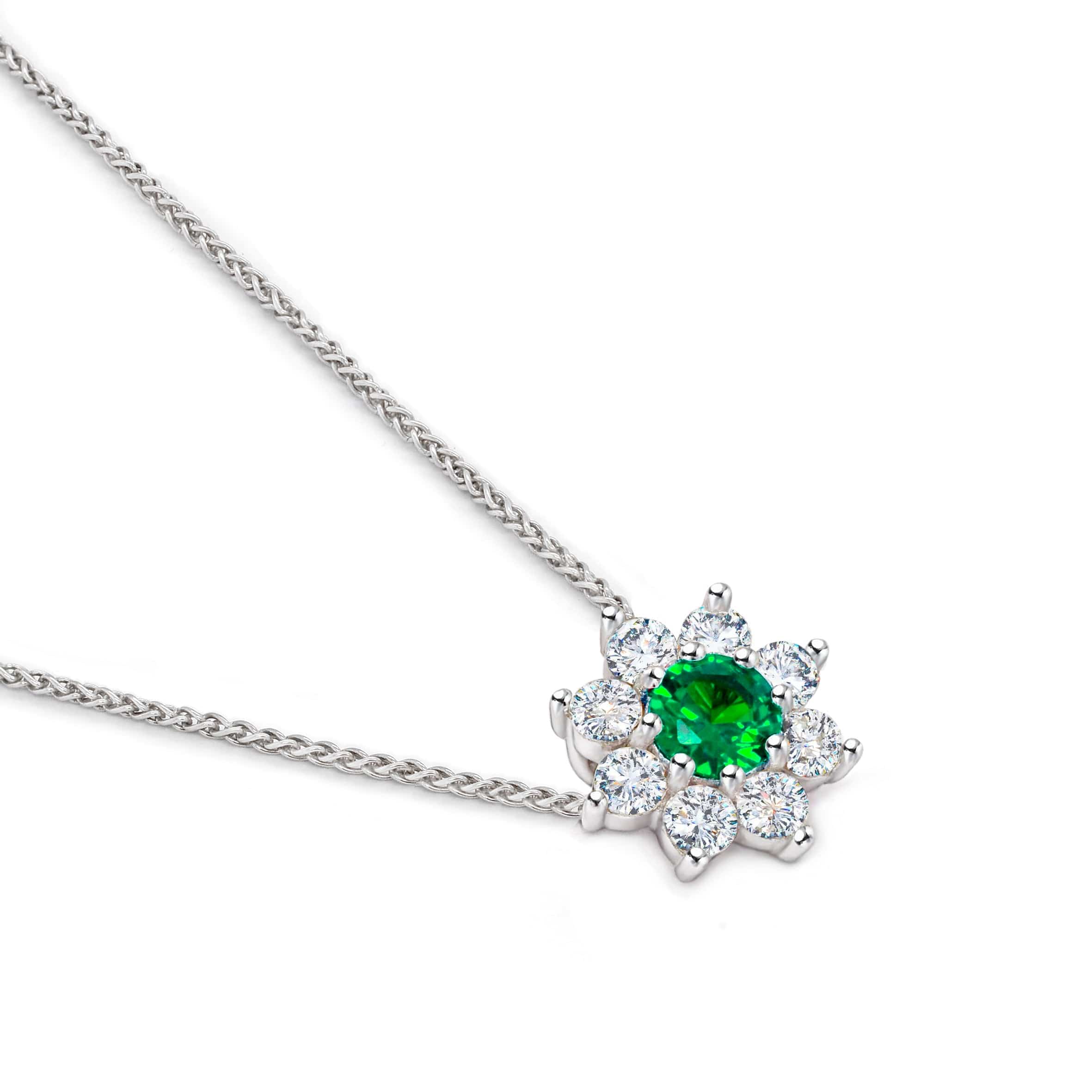 Lynora Jewellery Pendant Emerald Sunflower Pendant Sterling Silver / Emerald Emerald Sunflower Pendant