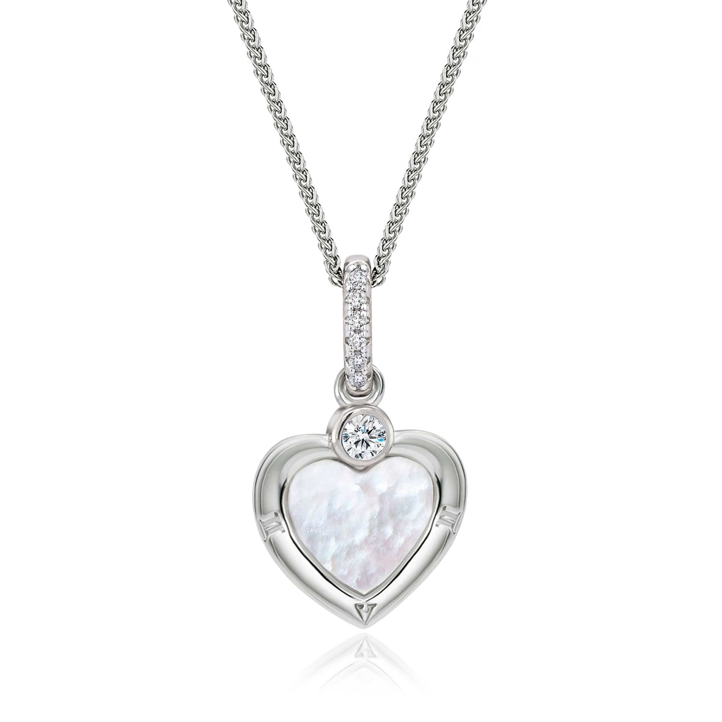 Lynora Jewellery Pendant Sparkling Heart Pearl Pendant Sterling Silver / Mother of Pearl Sparkling Heart Pearl Pendant