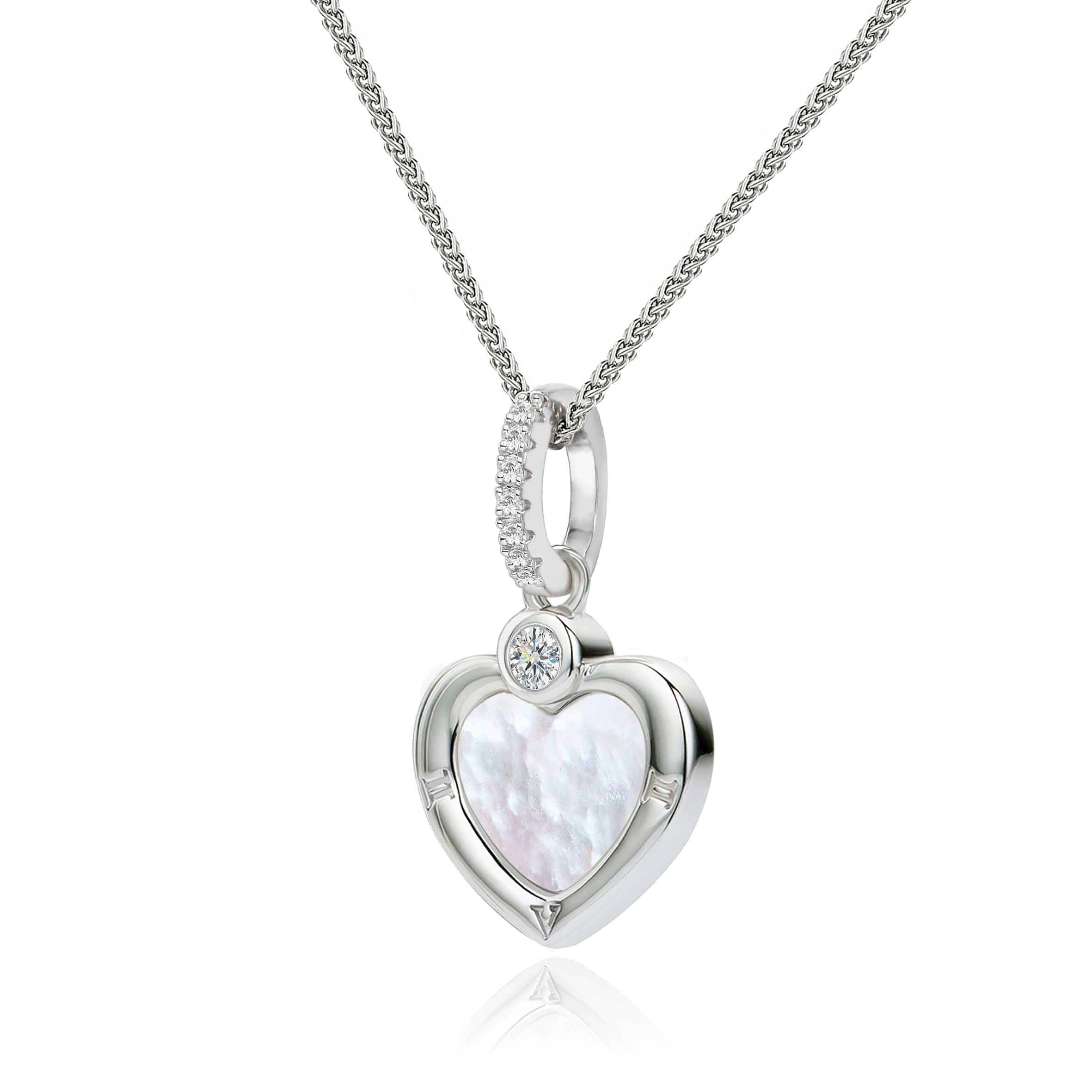 Lynora Jewellery Pendant Sparkling Heart Pearl Pendant Sterling Silver / Mother of Pearl Sparkling Heart Pearl Pendant