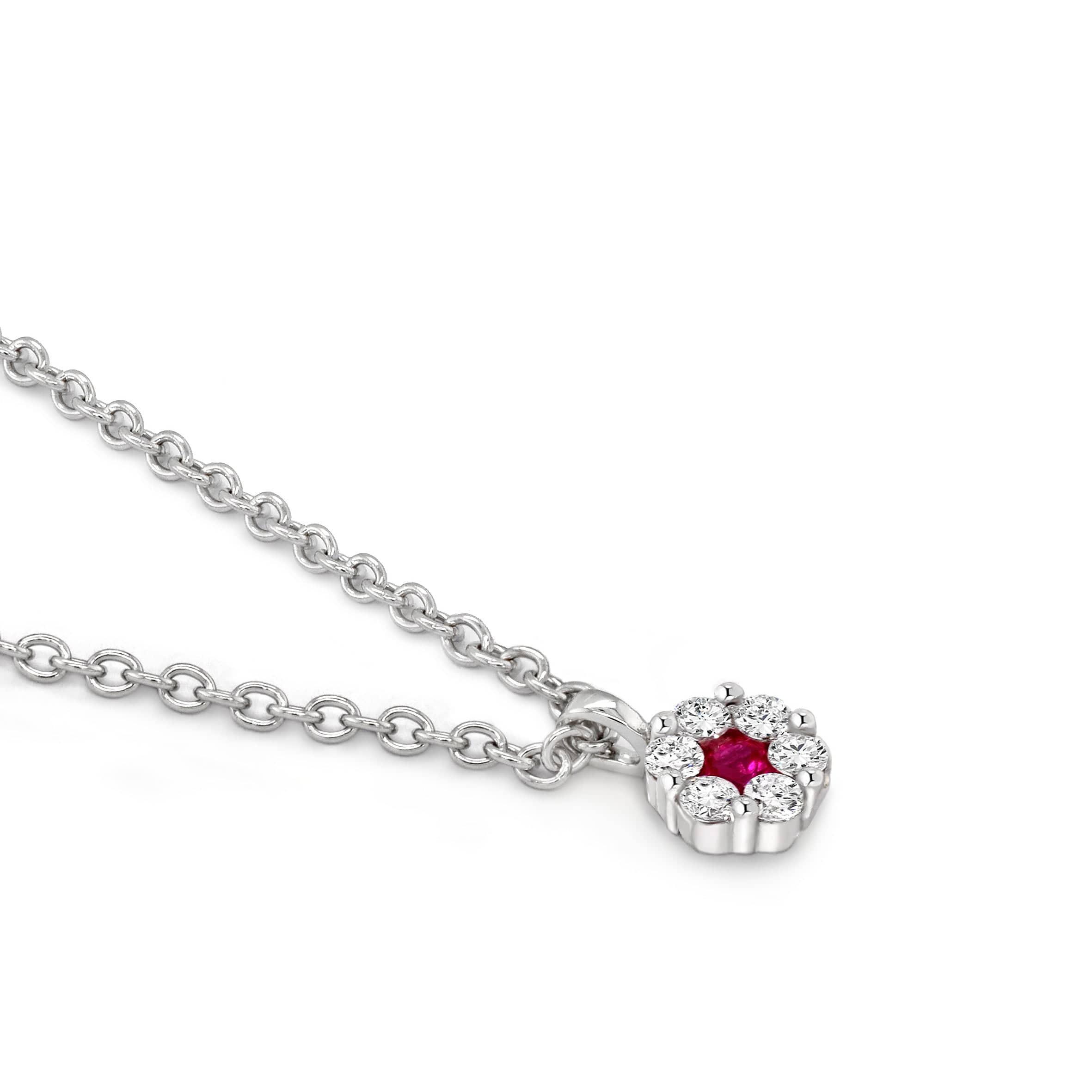 Lynora Jewellery Pendant Ruby and Diamond Flower Pendant Sterling Silver / Ruby Ruby and Diamond Flower Pendant