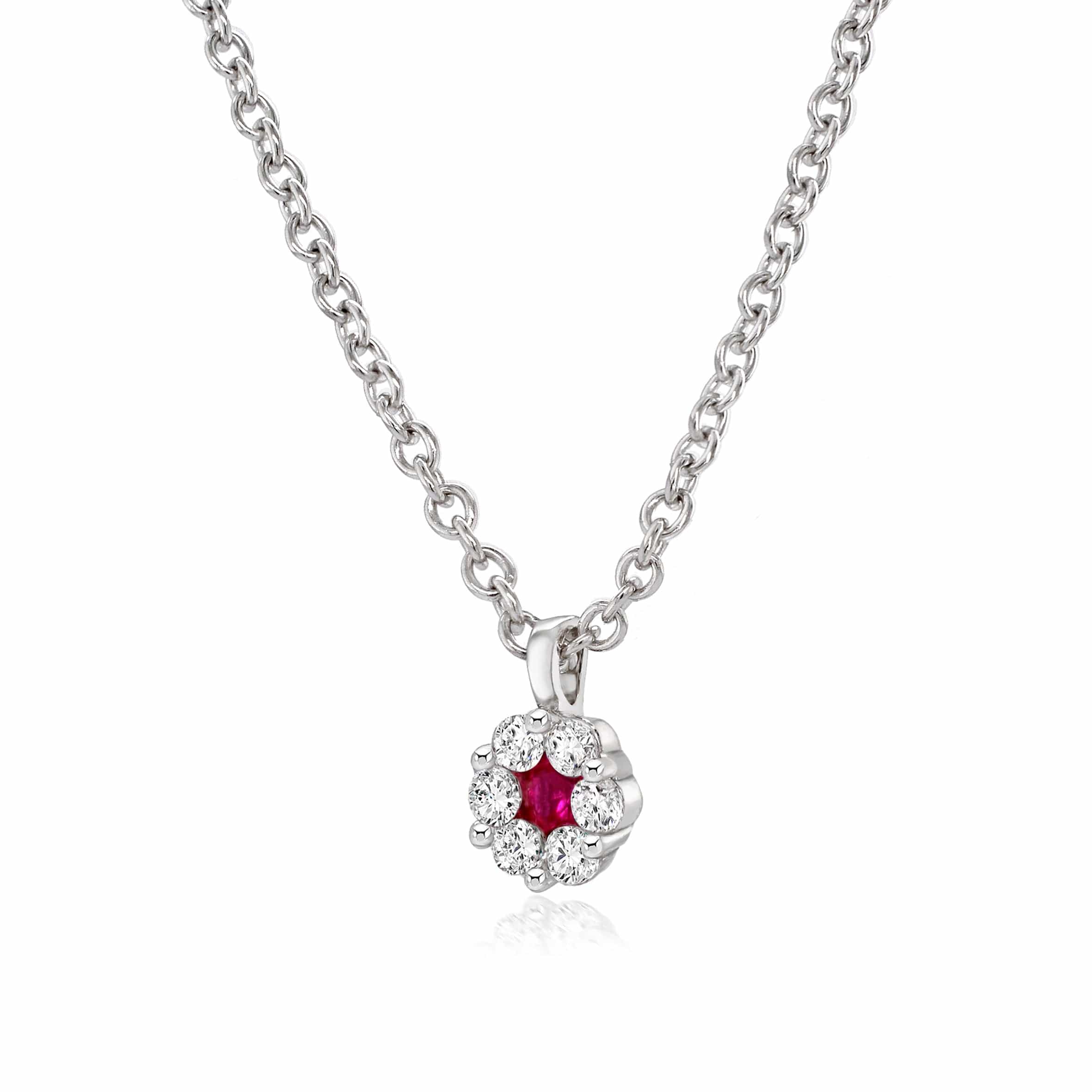 Lynora Jewellery Pendant Ruby and Diamond Flower Pendant Sterling Silver / Ruby Ruby and Diamond Flower Pendant