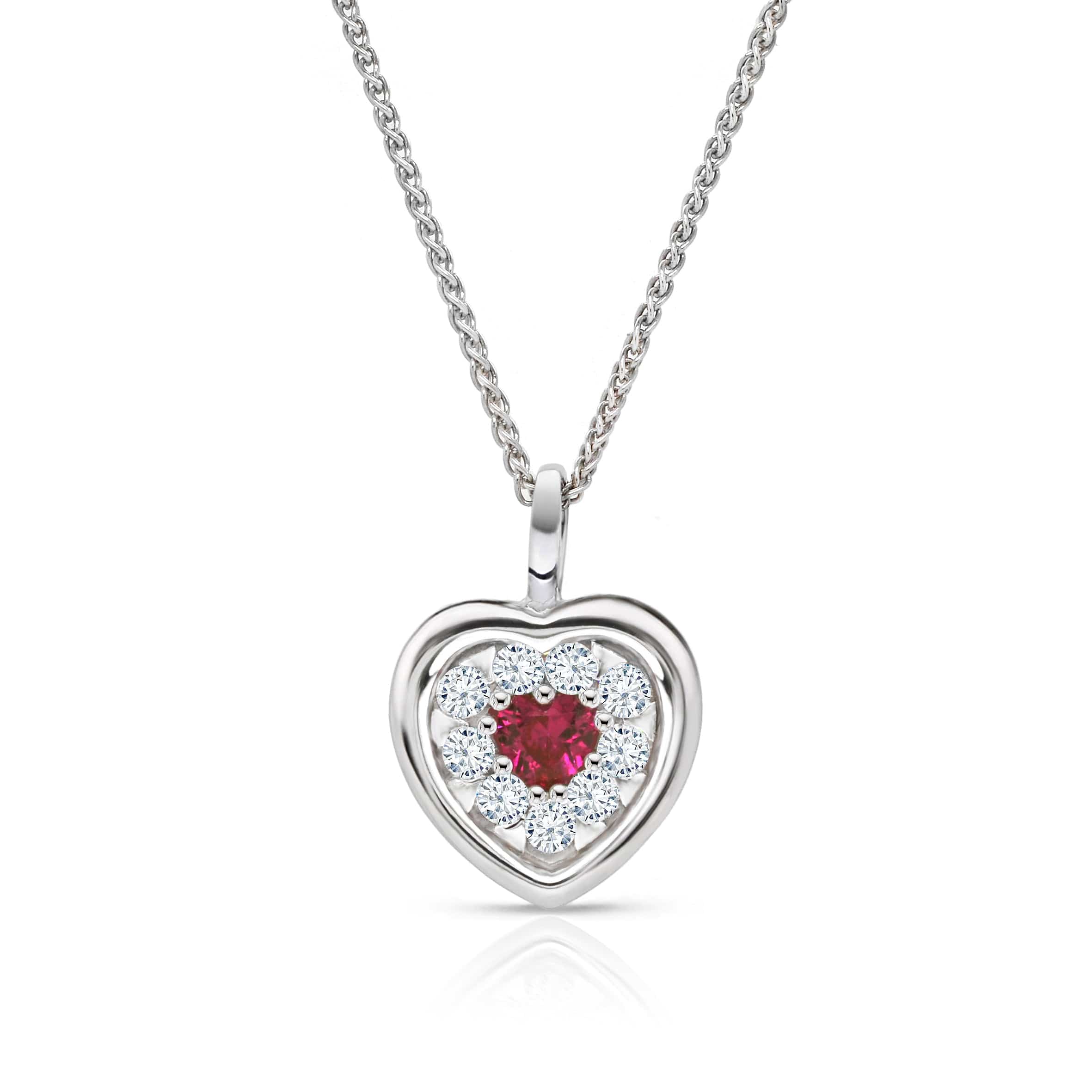 Lynora Jewellery Pendant Ruby Cluster Heart Halo Pendant Sterling Silver / Ruby Ruby Cluster Heart Halo Pendant