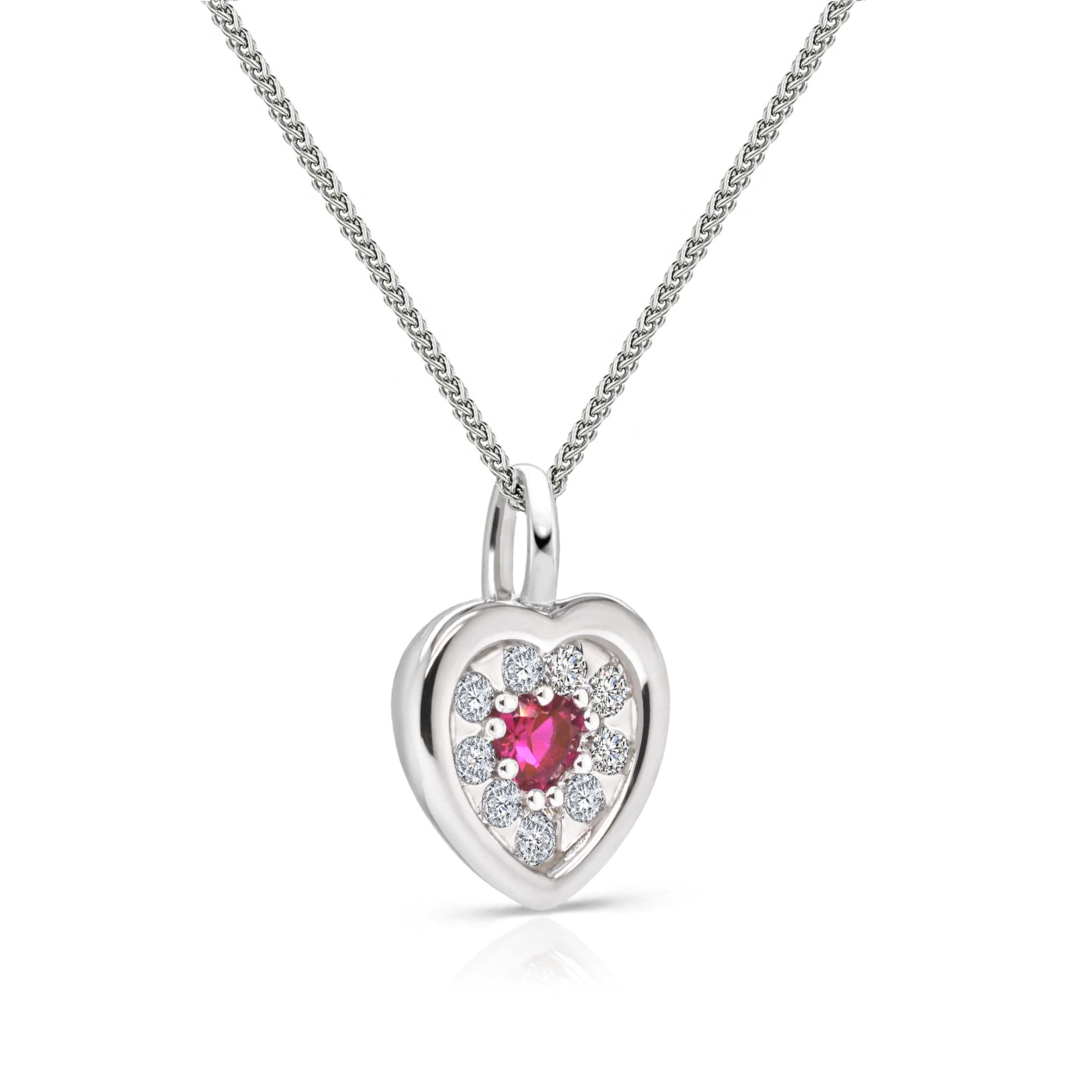 Lynora Jewellery Pendant Ruby Cluster Heart Halo Pendant Sterling Silver / Ruby Ruby Cluster Heart Halo Pendant