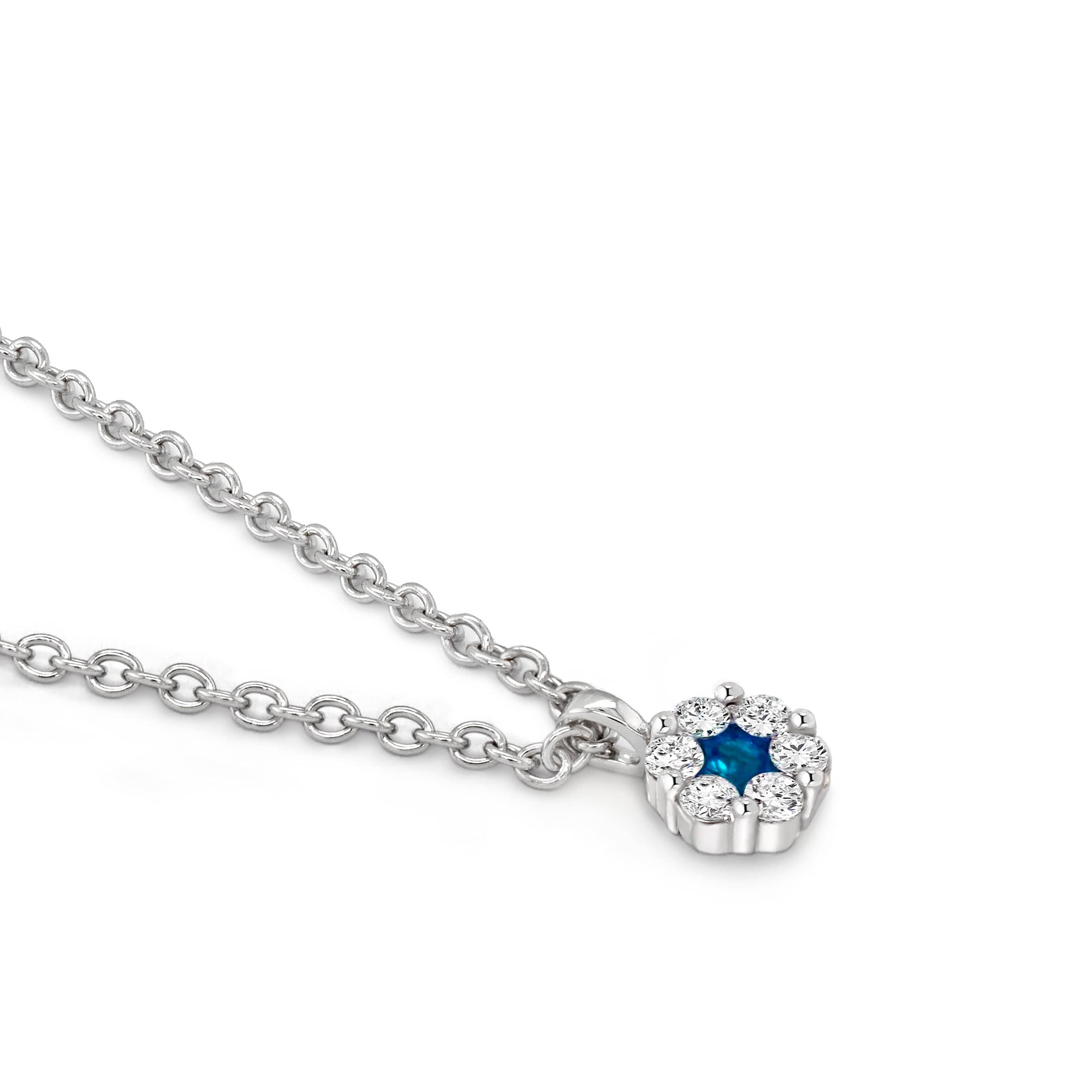 Lynora Jewellery Pendant Sapphire and Diamond Flower Pendant Sterling Silver / Sapphire Sapphire and Diamond Flower Pendant