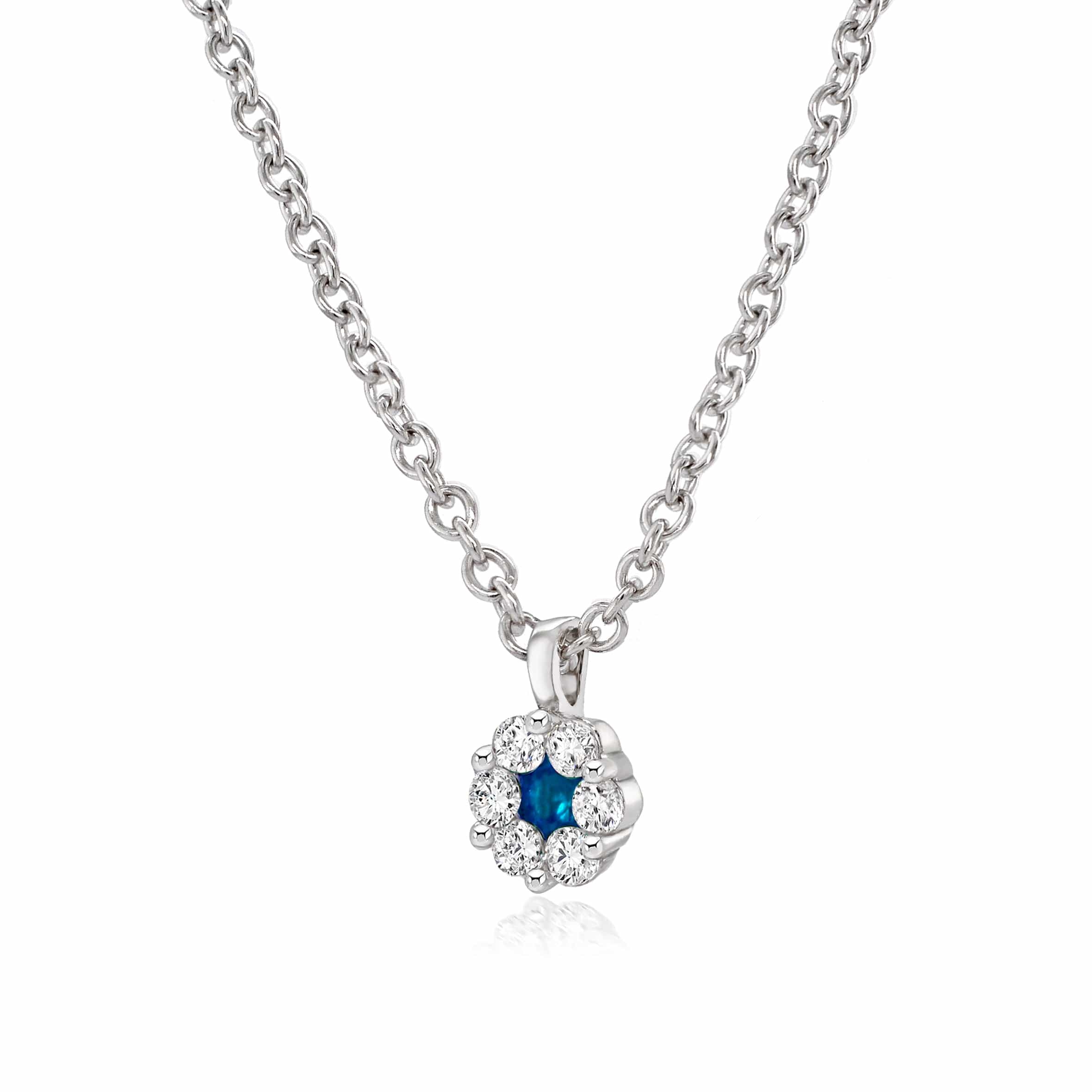 Lynora Jewellery Pendant Sapphire and Diamond Flower Pendant Sterling Silver / Sapphire Sapphire and Diamond Flower Pendant