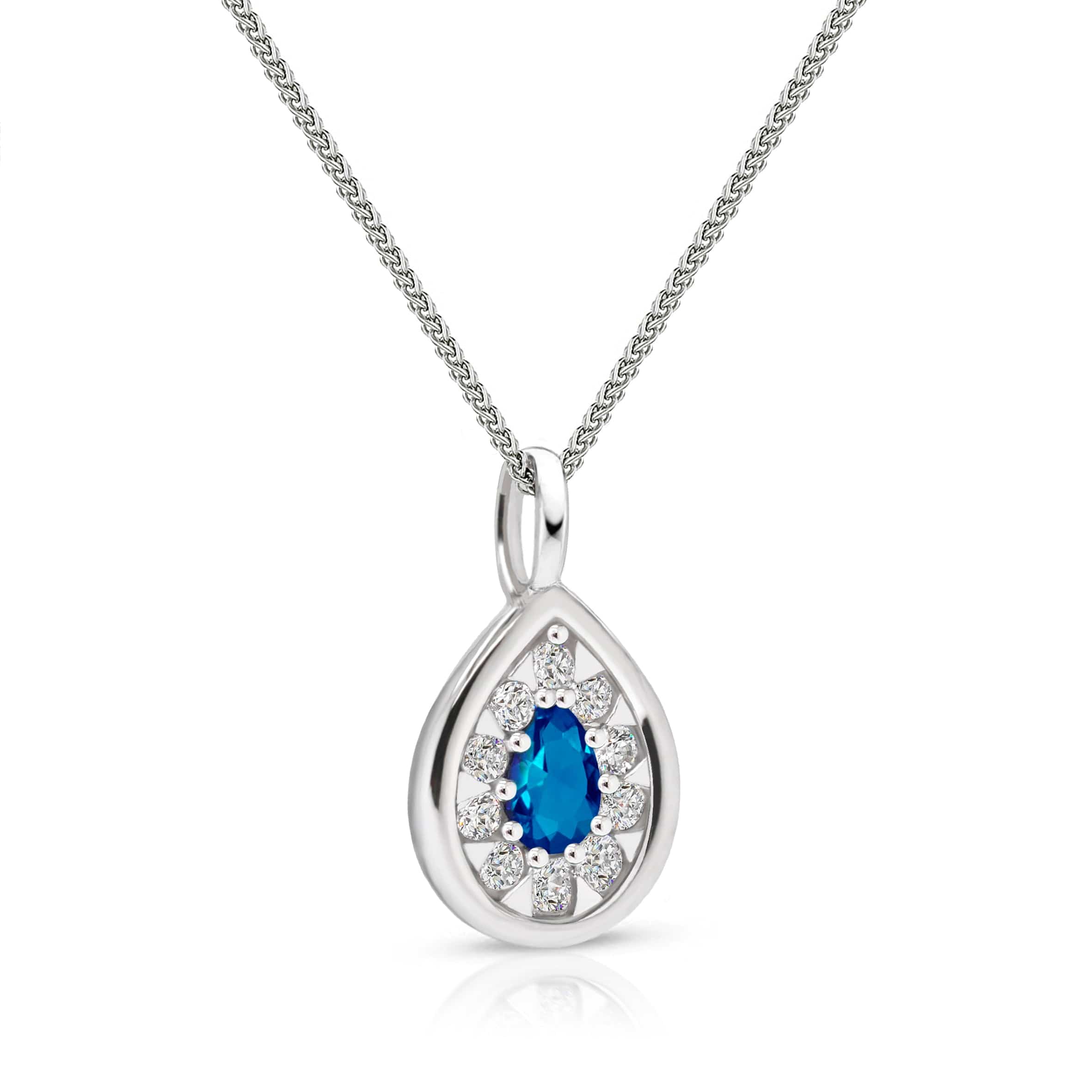 Lynora Jewellery Pendant Sapphire Cluster Pear Halo Pendant Sterling Silver / Sapphire Sapphire Cluster Pear Halo Pendant
