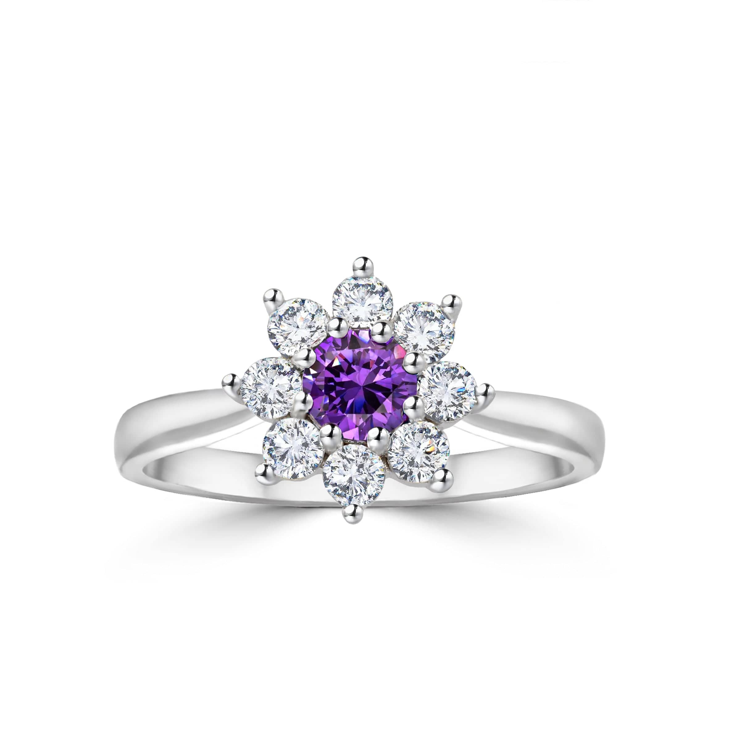 Lynora Jewellery Ring Amethyst Sunflower Ring Sterling Silver / Amethyst / 52 - L1/2 Amethyst Sunflower Ring