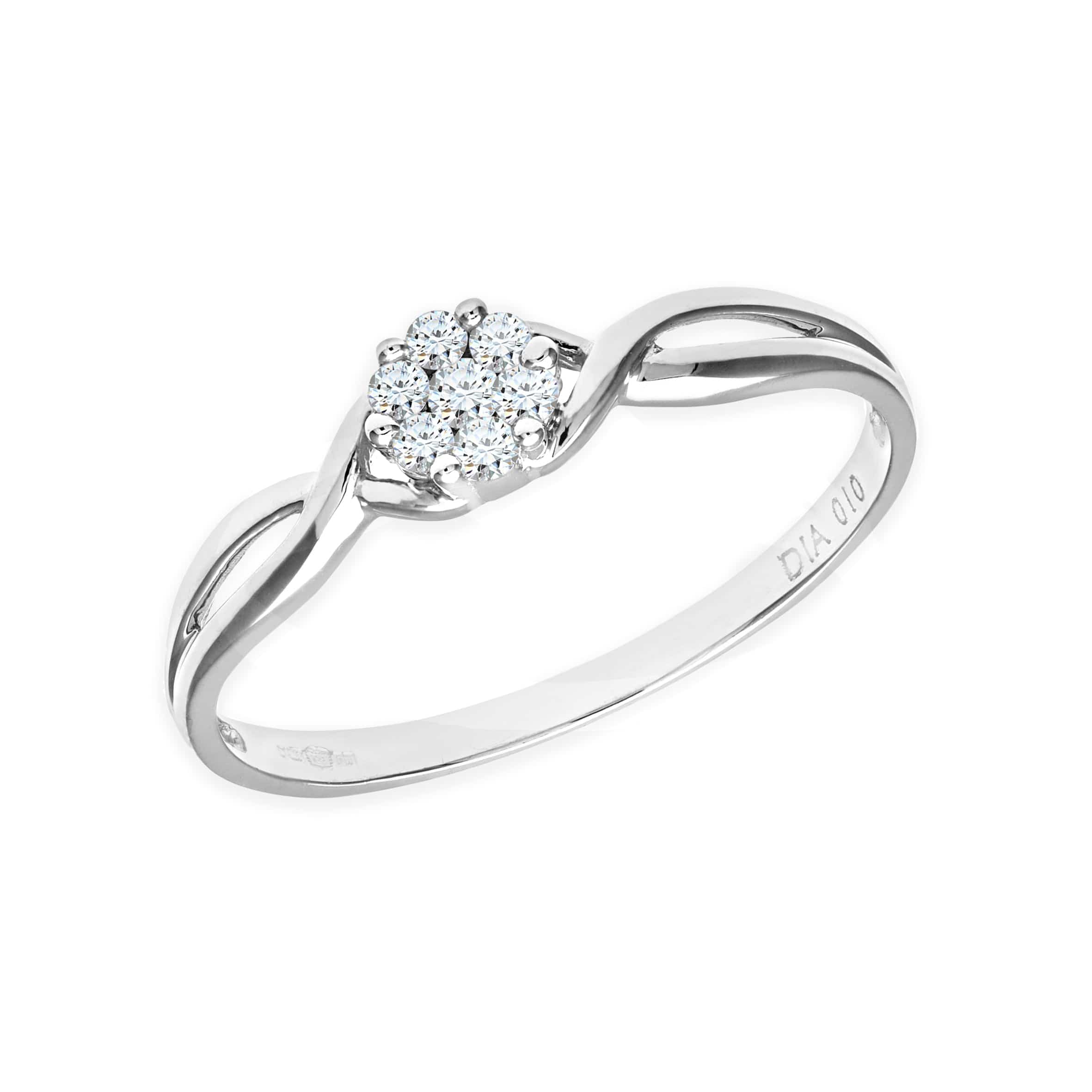 Lynora Luxe Ring 9ct White Gold 0.10ct Diamond Cluster Twist Ring 9ct White Gold 0.10ct Diamond Cluster Twist Ring