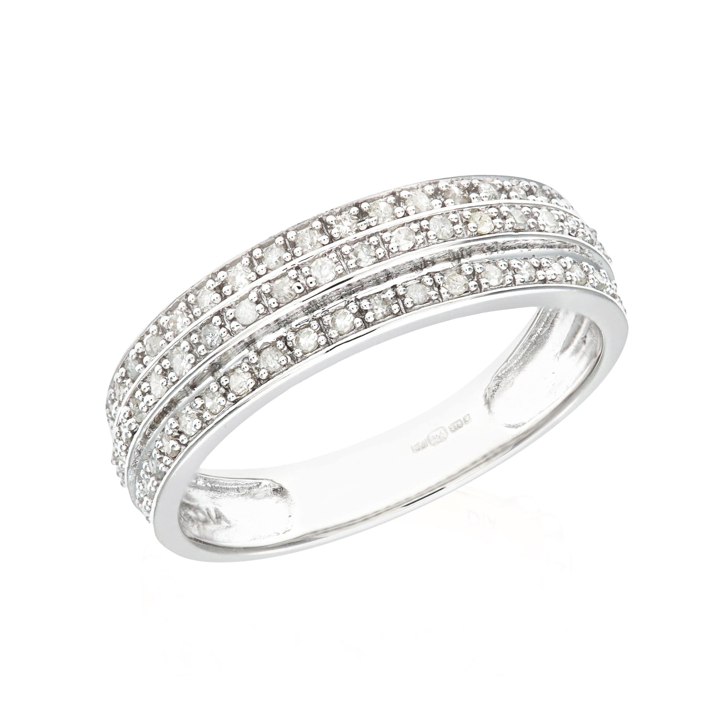 Lynora Luxe Ring 9ct White Gold 0.25ct Triple Row Diamond Half Eternity Ring 9ct White Gold 0.25ct Triple Row Diamond Half Eternity Ring