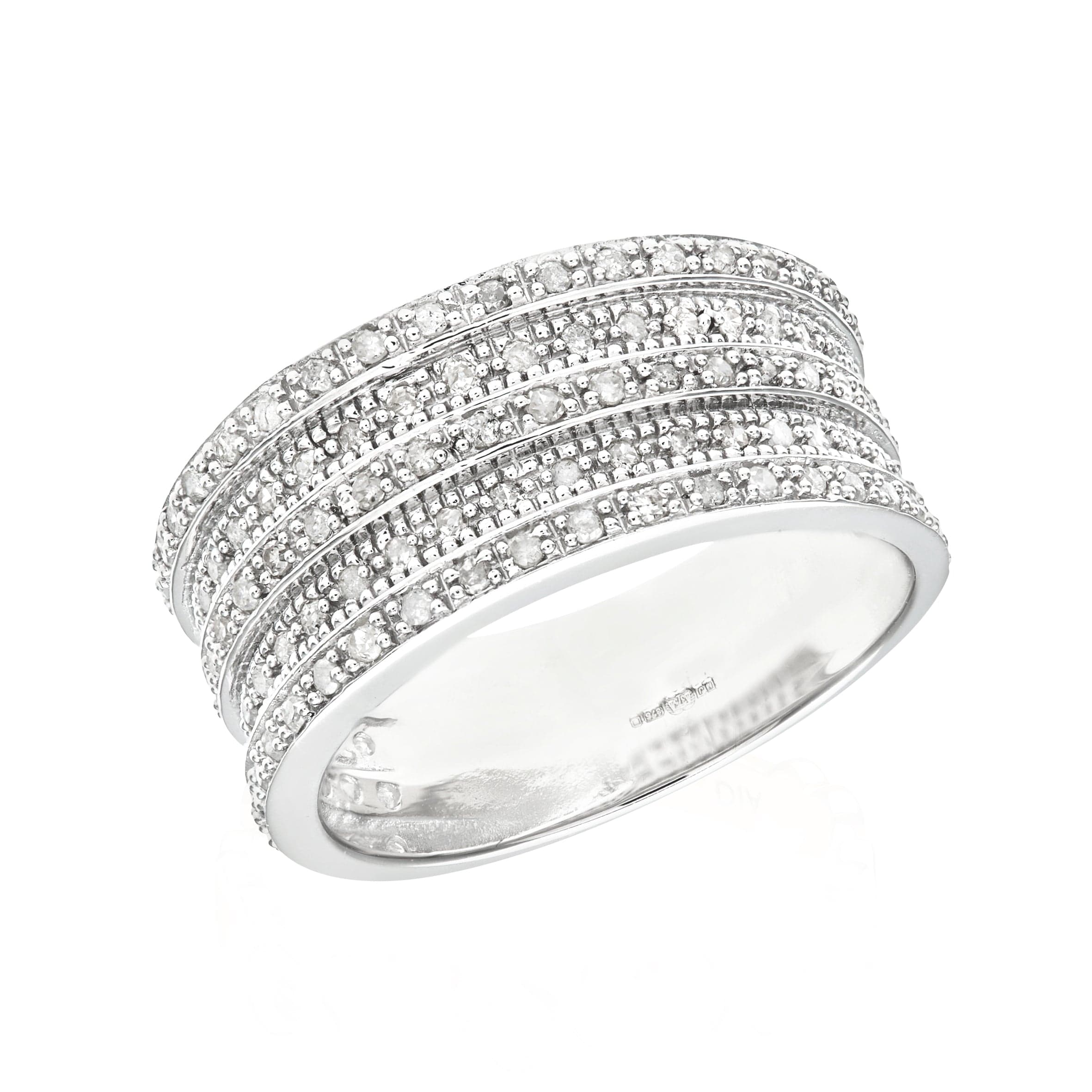 Lynora Luxe Ring 9ct White Gold 0.5ct Multi Row Diamond Half Eternity Ring 9ct White Gold 0.5ct Multi Row Diamond Half Eternity Ring