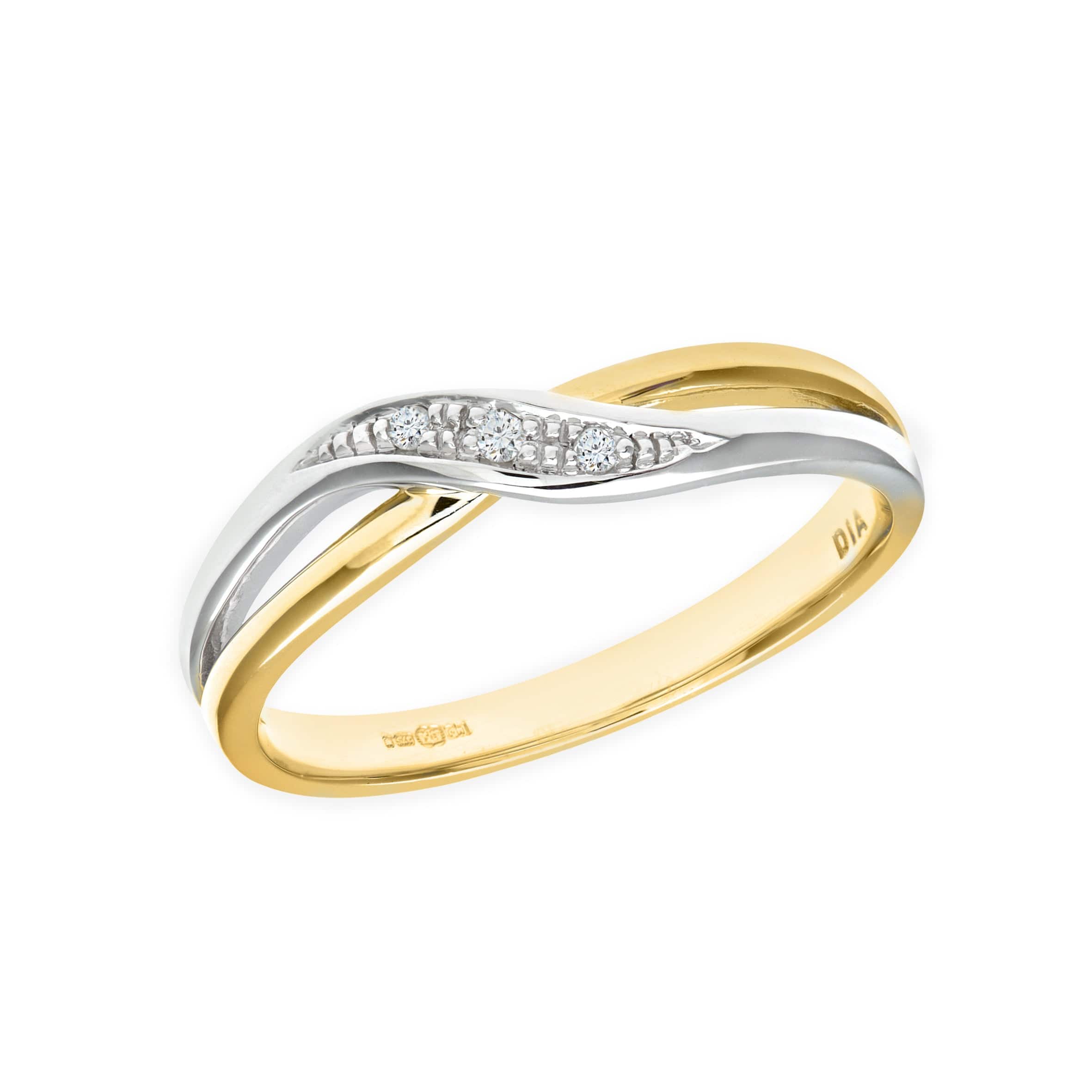 Lynora Luxe Ring 9ct Yellow and White Gold Diamond Crossover Ring 9ct Yellow and White Gold Diamond Crossover Ring
