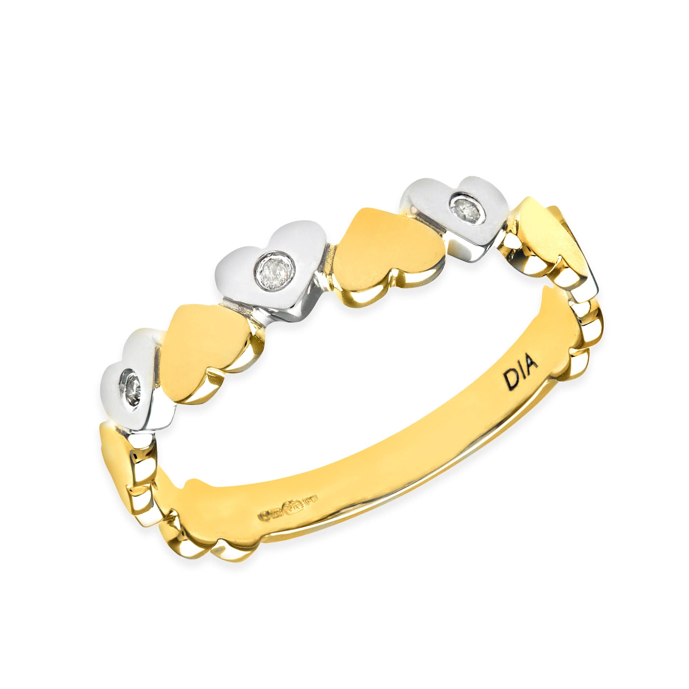 Lynora Luxe Ring 9ct Yellow and White Gold Diamond Hearts Ring 9ct Yellow and White Gold Diamond Hearts Ring