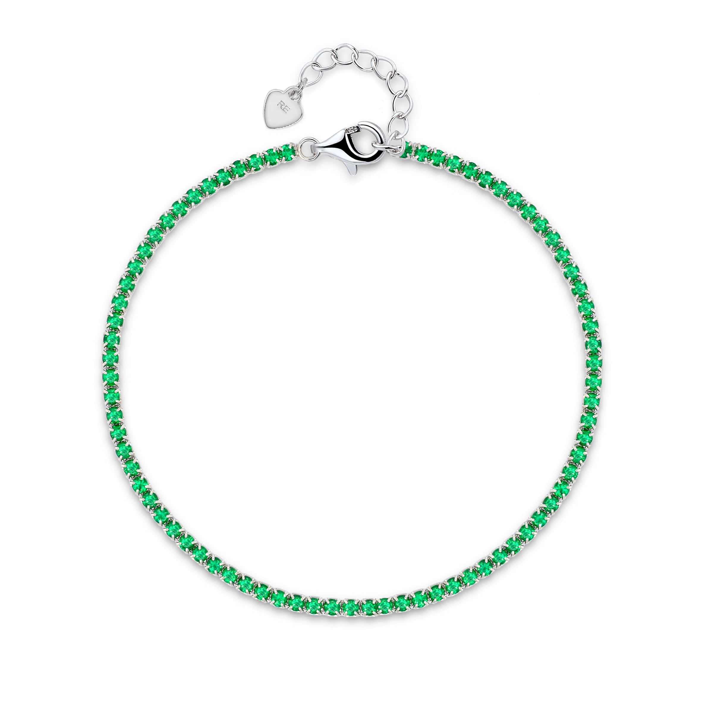 Lynora Silver Bracelet Emerlad Tennis Bracelet