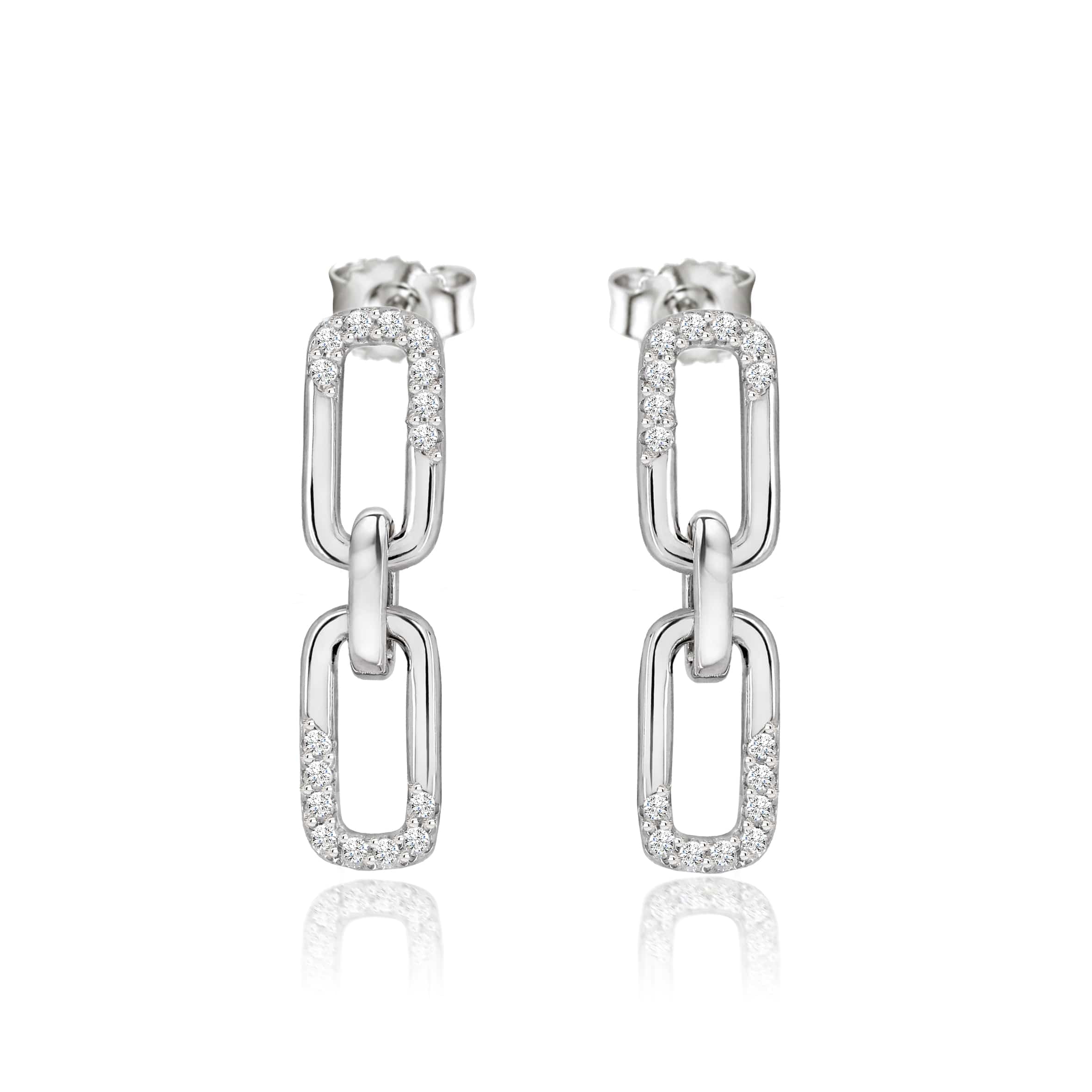 Lynora Silver Earring Double Link Paperclip Earrings