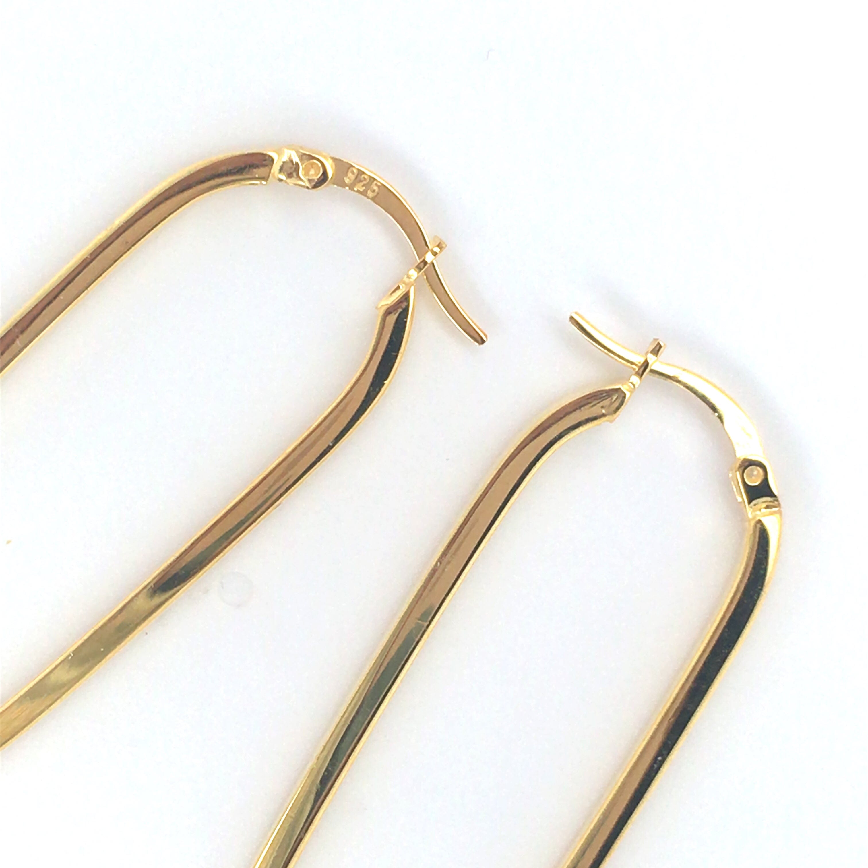 Lynora Silver Earring Gold Plated / Clear Lynora Sterling Silver Elongated Gold Hoop Earrings