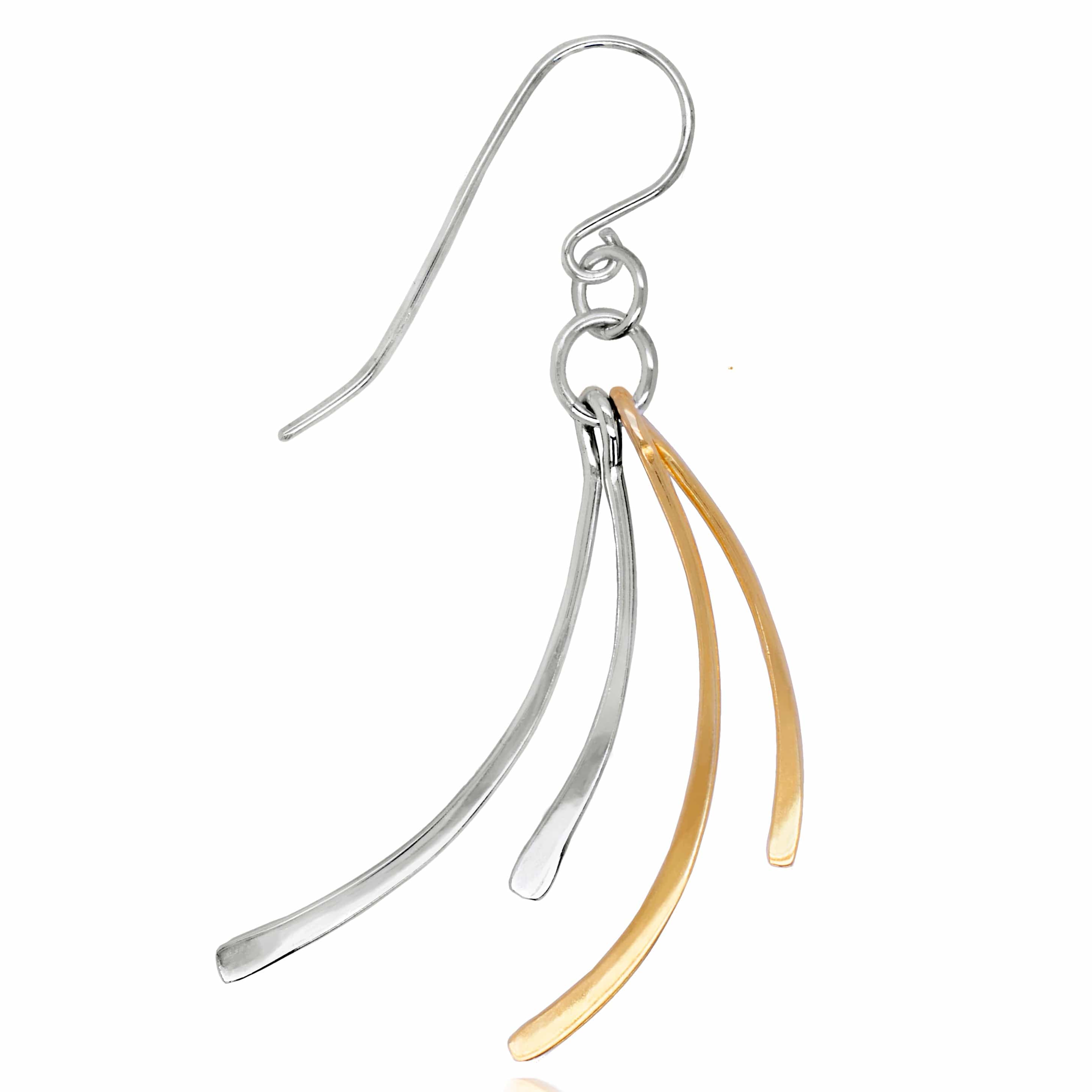 Lynora Silver Earring Gold Plated / Clear Lynora Sterling Silver & Gold Plated Curved Strand Threader Earrings